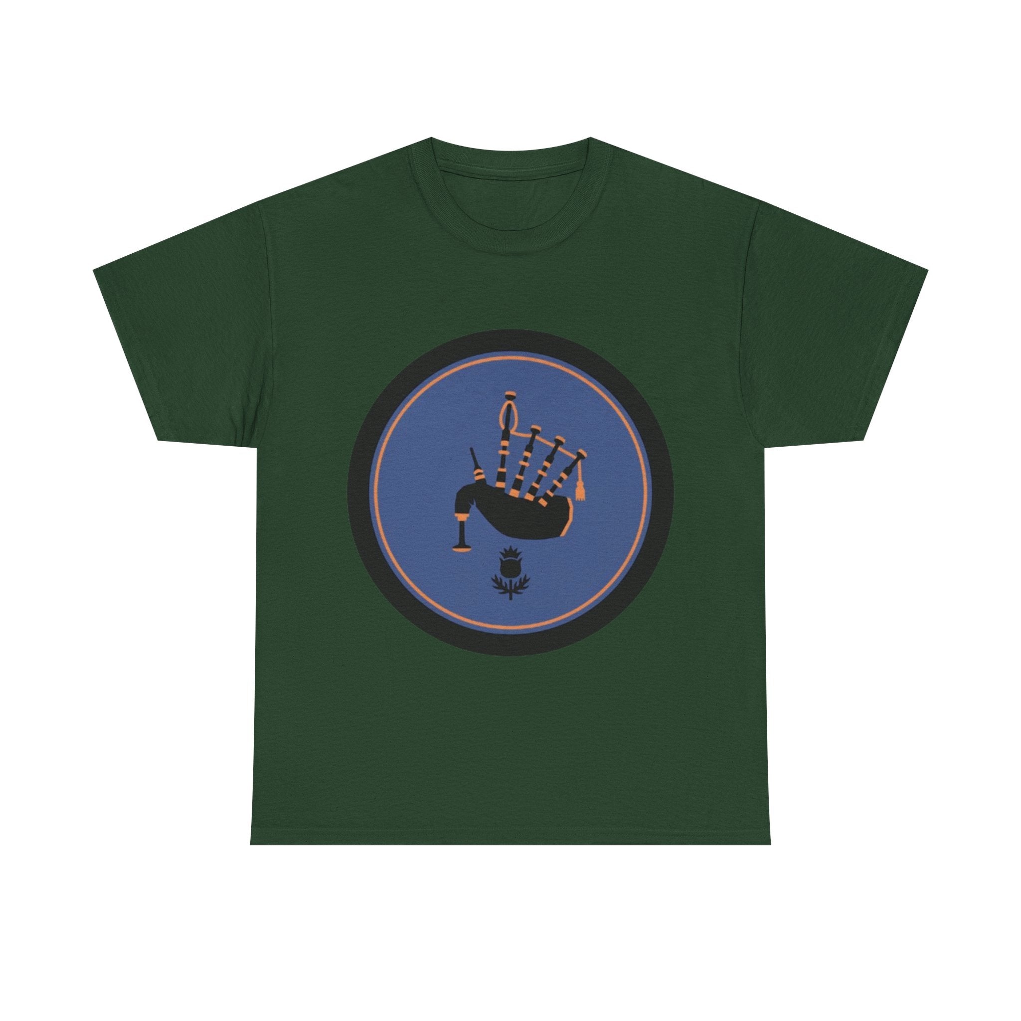Bagpipes Crest T‑Shirt — Scottish Pride Circle Logo Tee