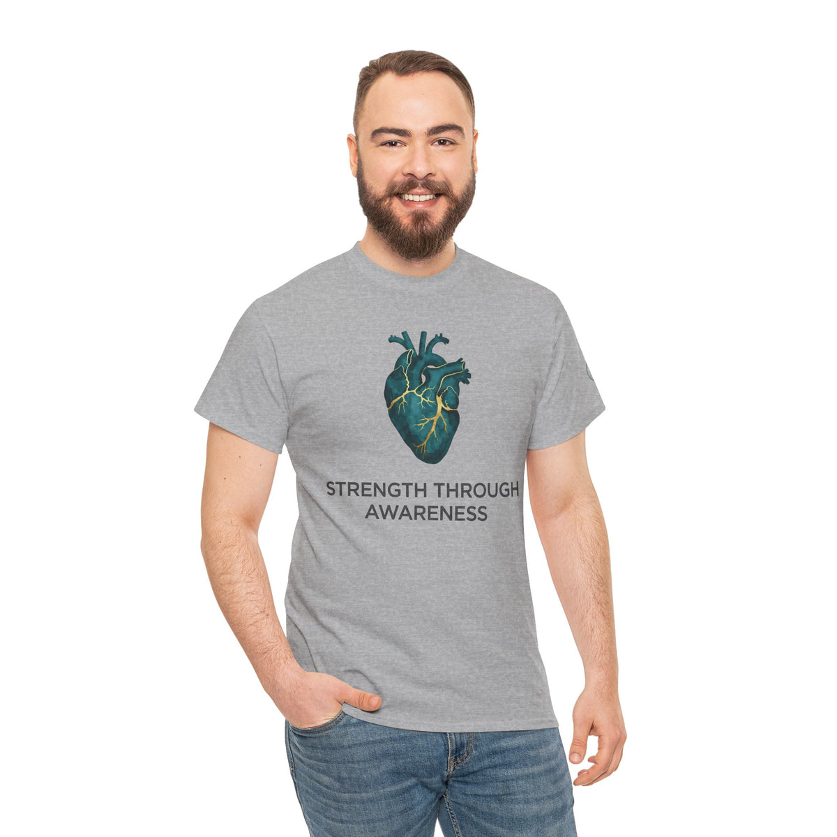 Strength Through Awareness T-Shirt — Anatomical Heart Graphic Tee — product image 4