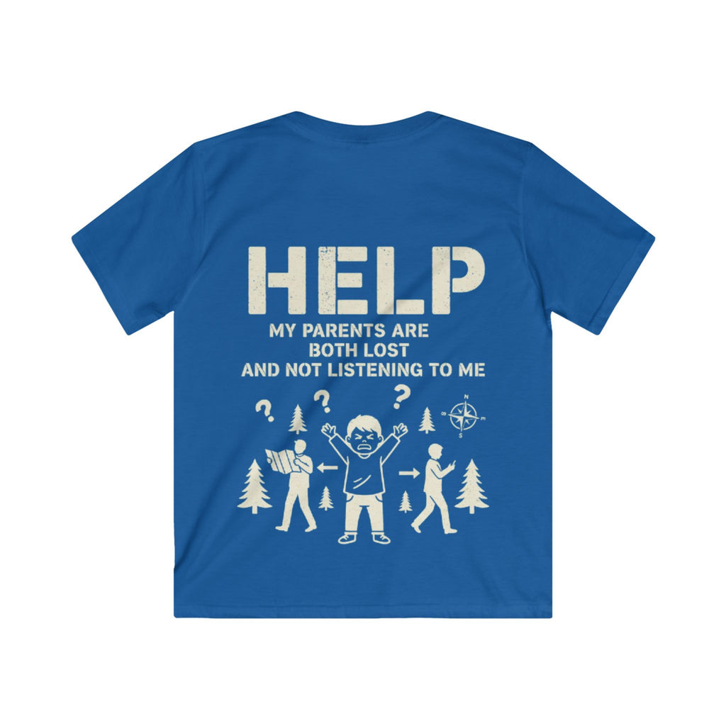 Kids T‑Shirt - "HELP My Parents Are Both Lost and Not Listening to Me" Funny Kids Graphic Tee
