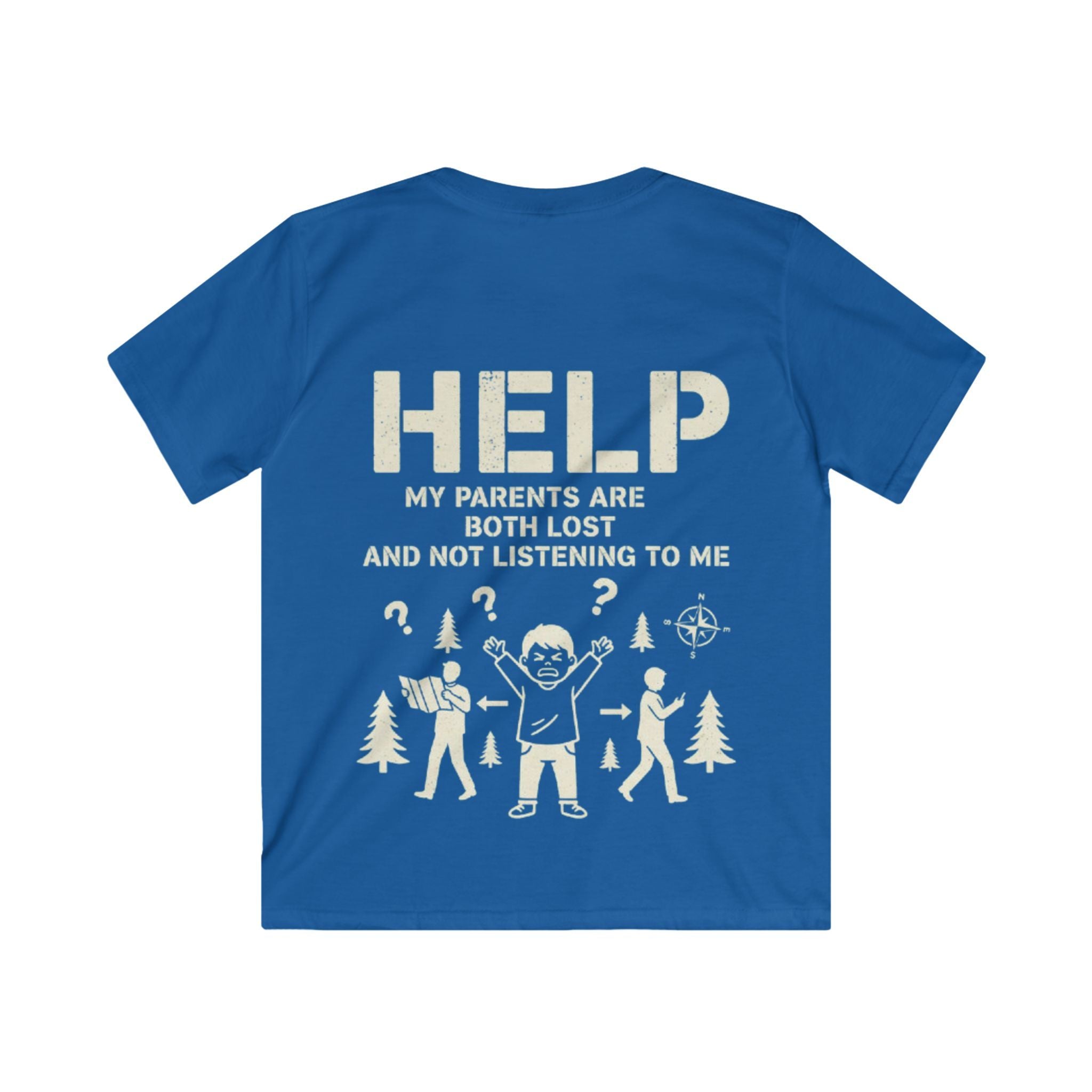 Kids T‑Shirt - "HELP My Parents Are Both Lost and Not Listening to Me" Funny Kids Graphic Tee