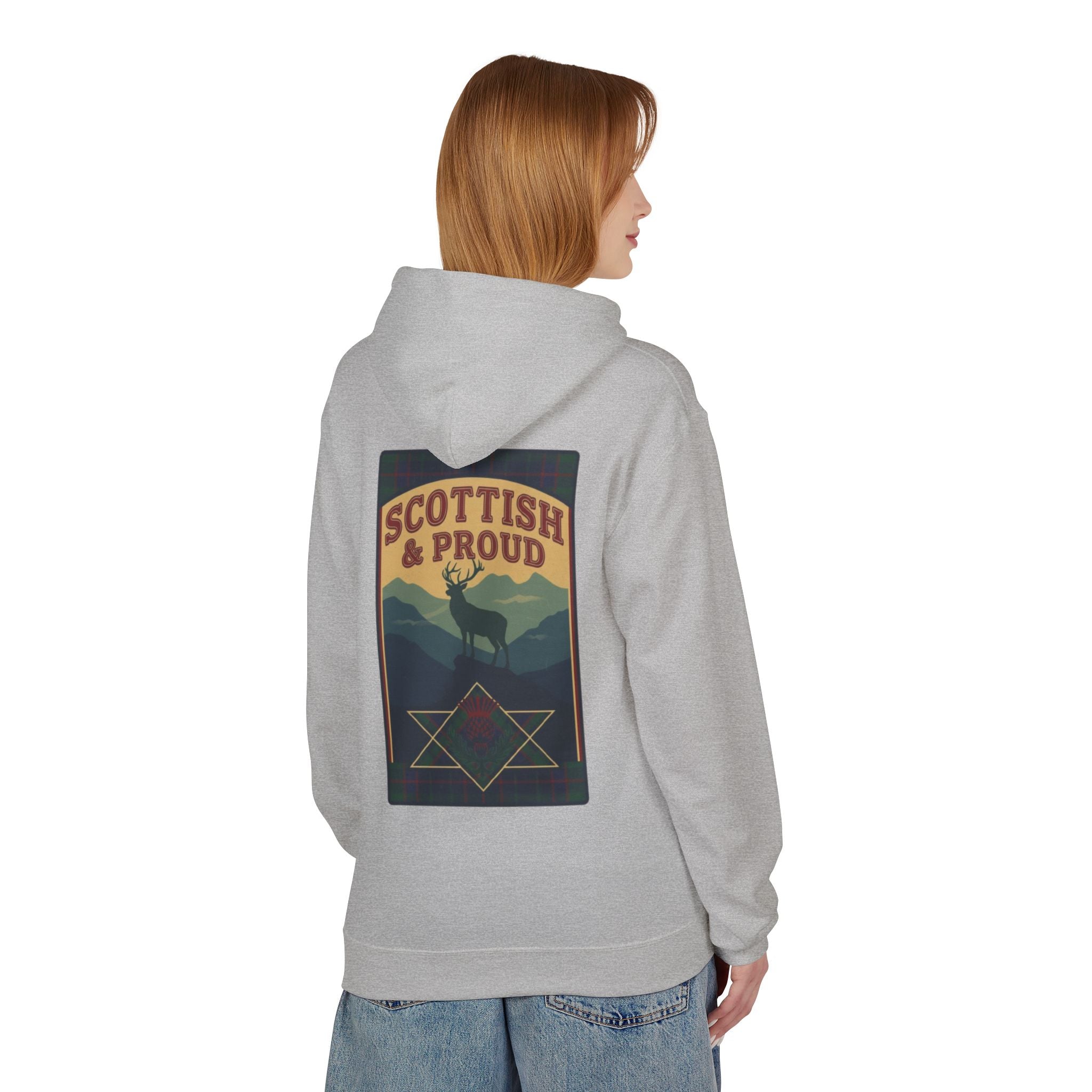 Scottish Hoodie — "Scottish & Proud" Vintage Stag Graphic Pullover