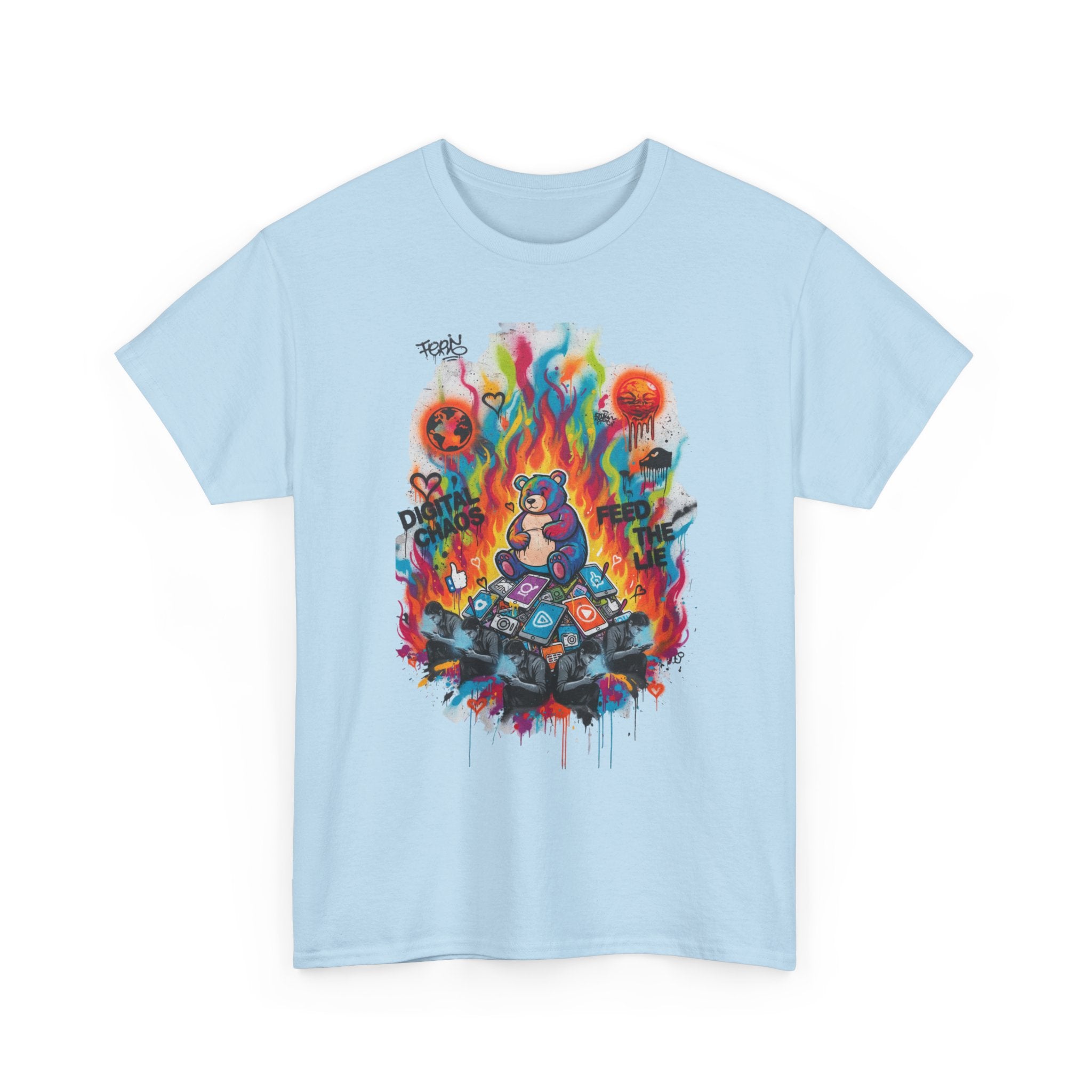 Colourful Cat Bonfire Graphic Tee