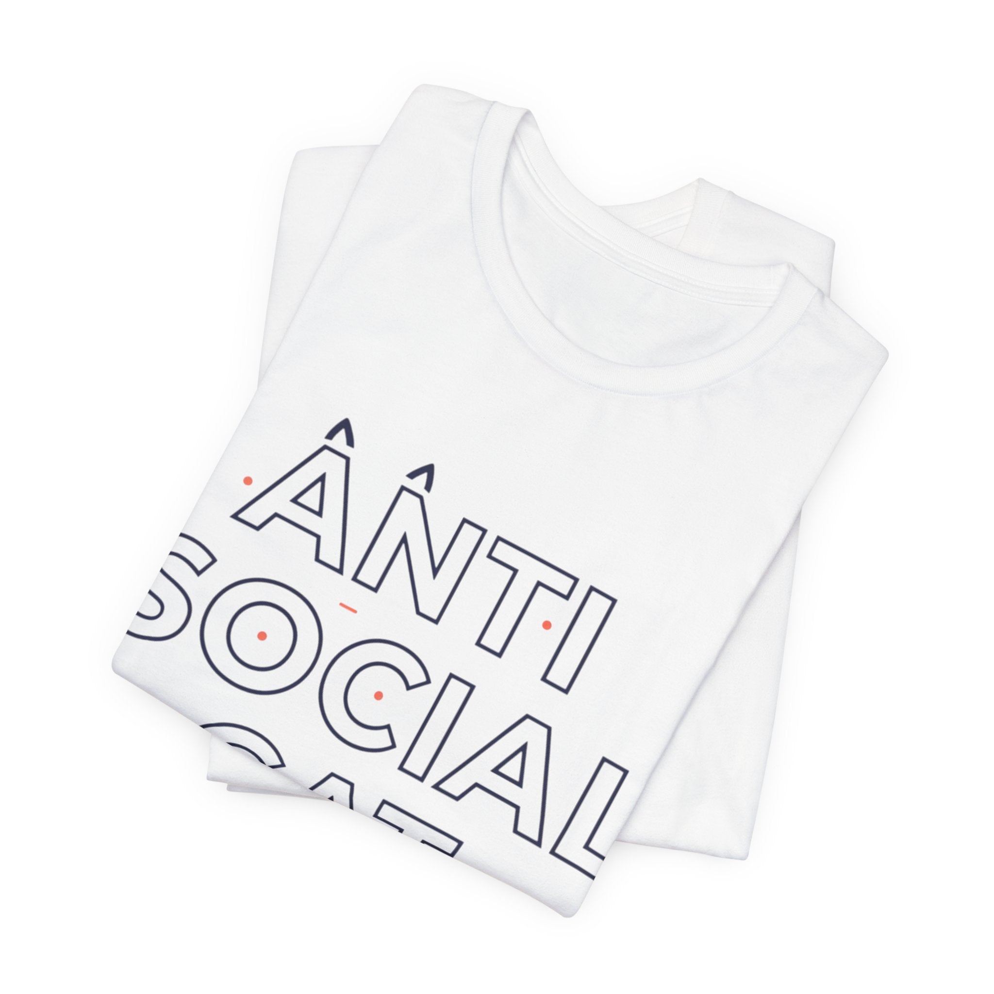 Outline 'ANTI SOCIAL CAT CLUB' Typography Tee | hollow font, minimalist outline text shirt
