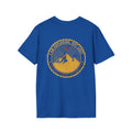 Hike Badge T-Shirt — 'Just Exploring, Not Lost' Mountain Graphic