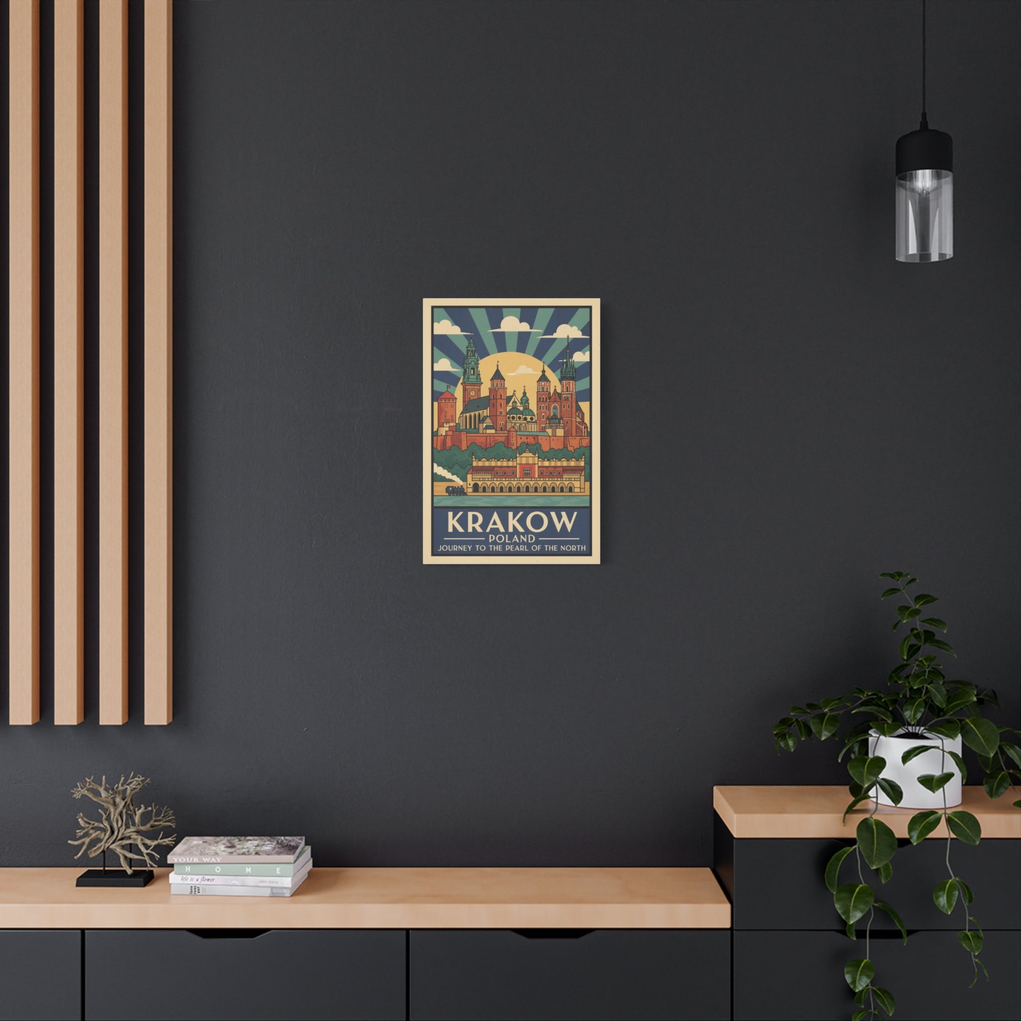 Krakow Poland Vintage Travel Poster Canvas — Matte Stretched Wall Art