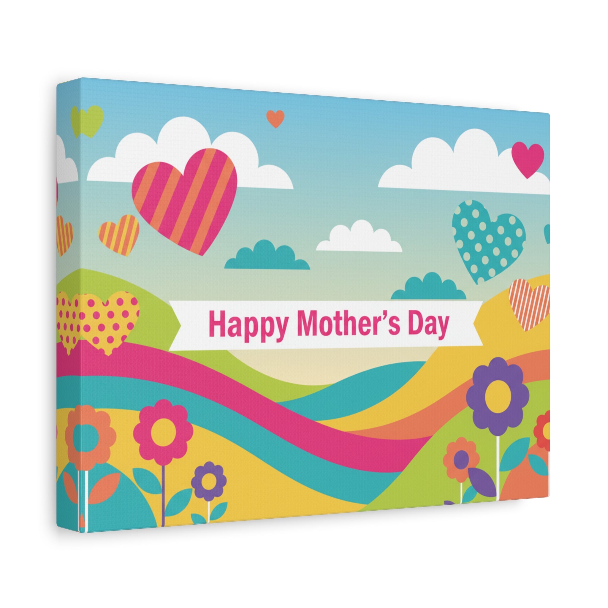 Mother's Day Canvas Wall Art — 'Happy Mother's Day' Colorful Floral Heart Print