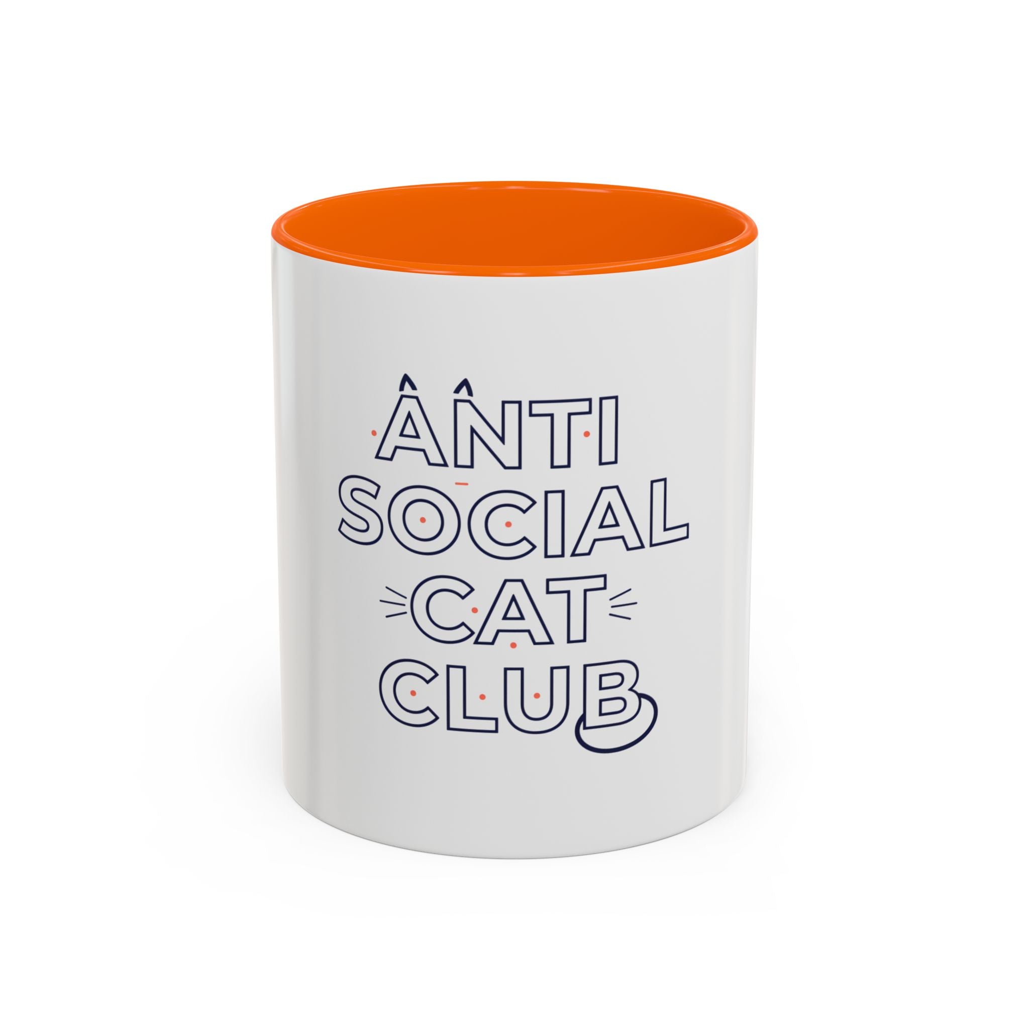 Anti Social Cat Club Accent Coffee Mug – Funny Cat Lover 11/15oz Ceramic Mug