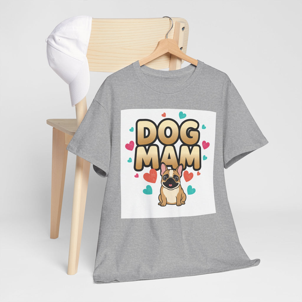 Dog Mom T-Shirt — Cute Pug Design with Hearts, Perfect Gift for Dog Lovers