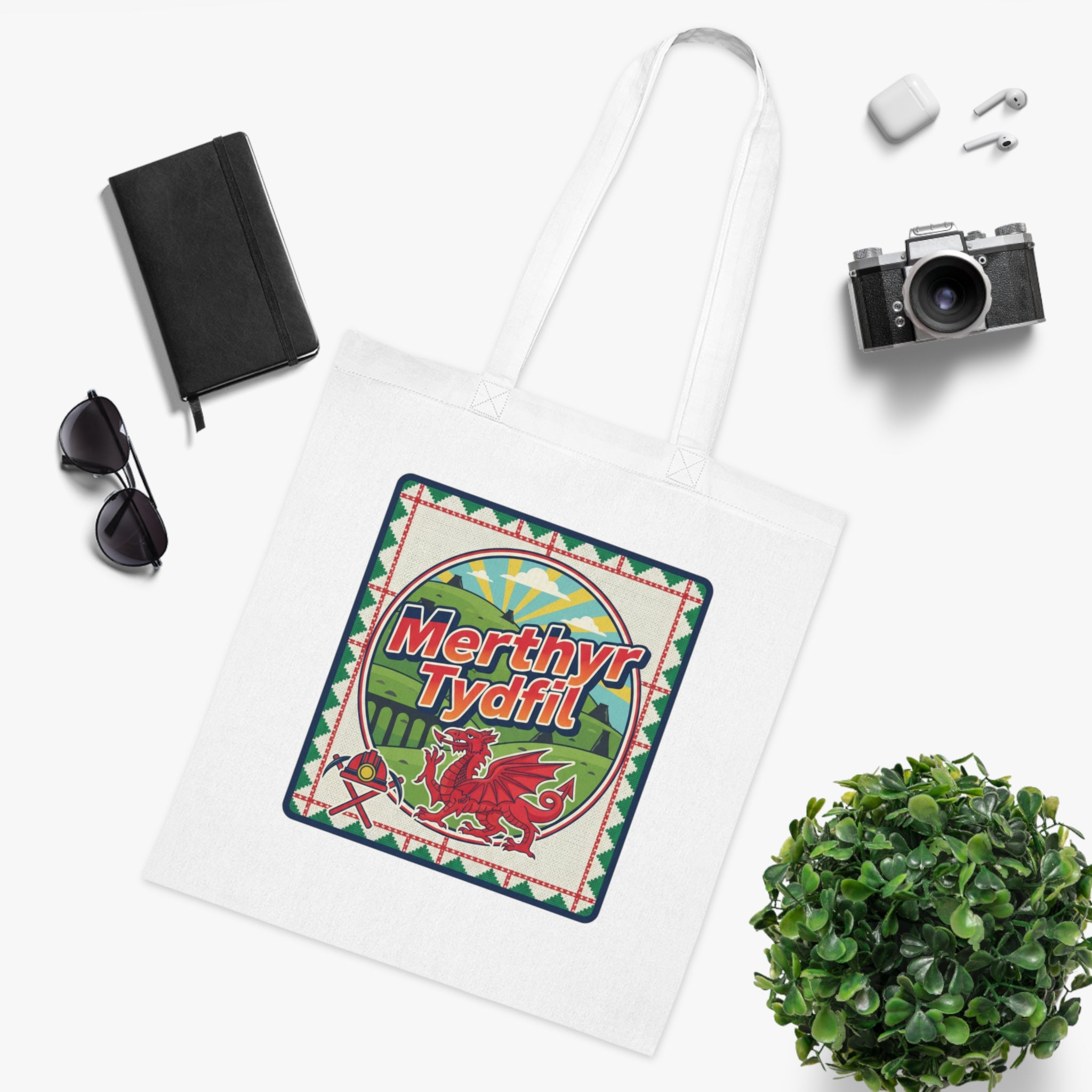 Merthyr Tydfil Welsh Pride Cotton Tote — Vintage Dragon Market Bag