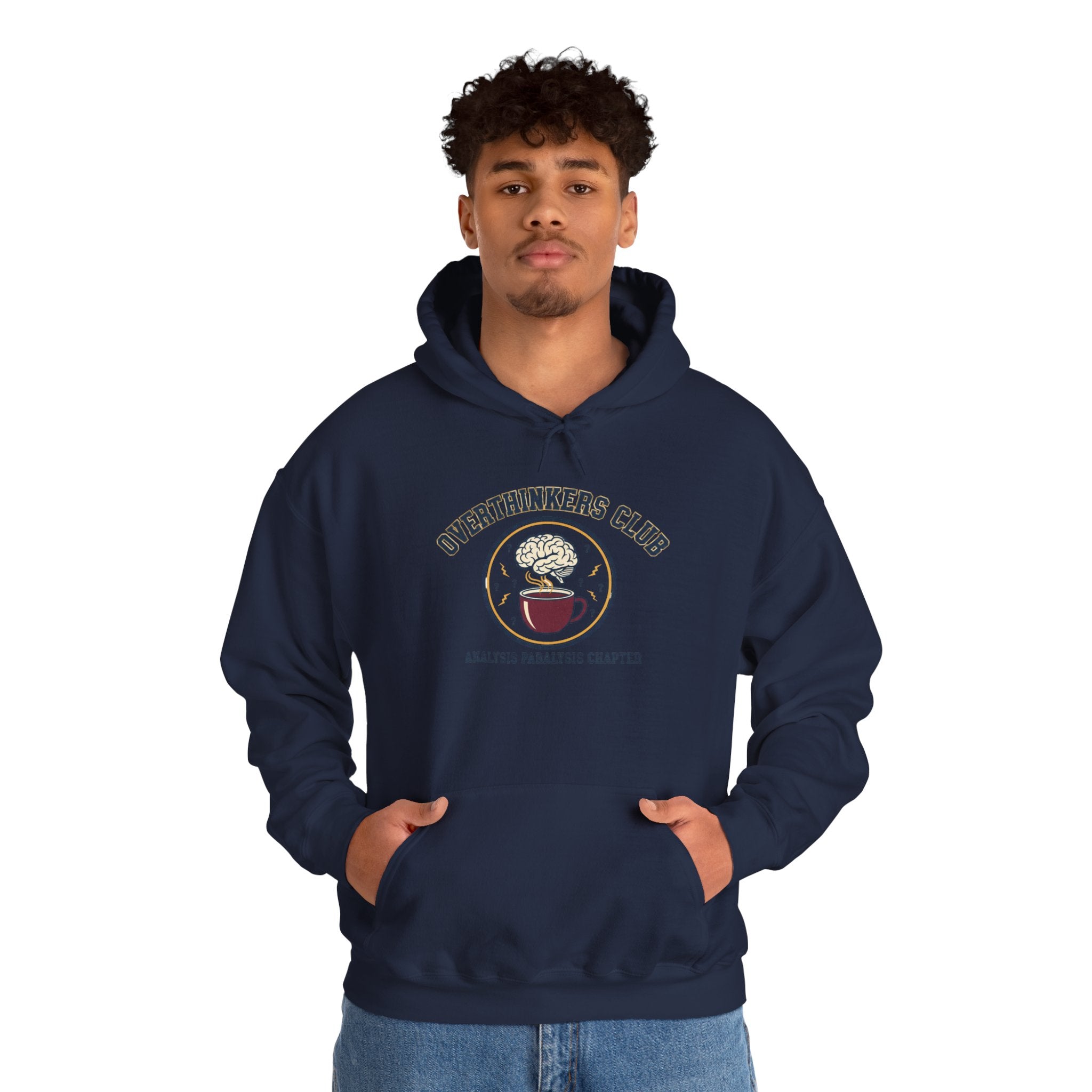 Overthinkers Club Hoodie | varsity style, irony club merch