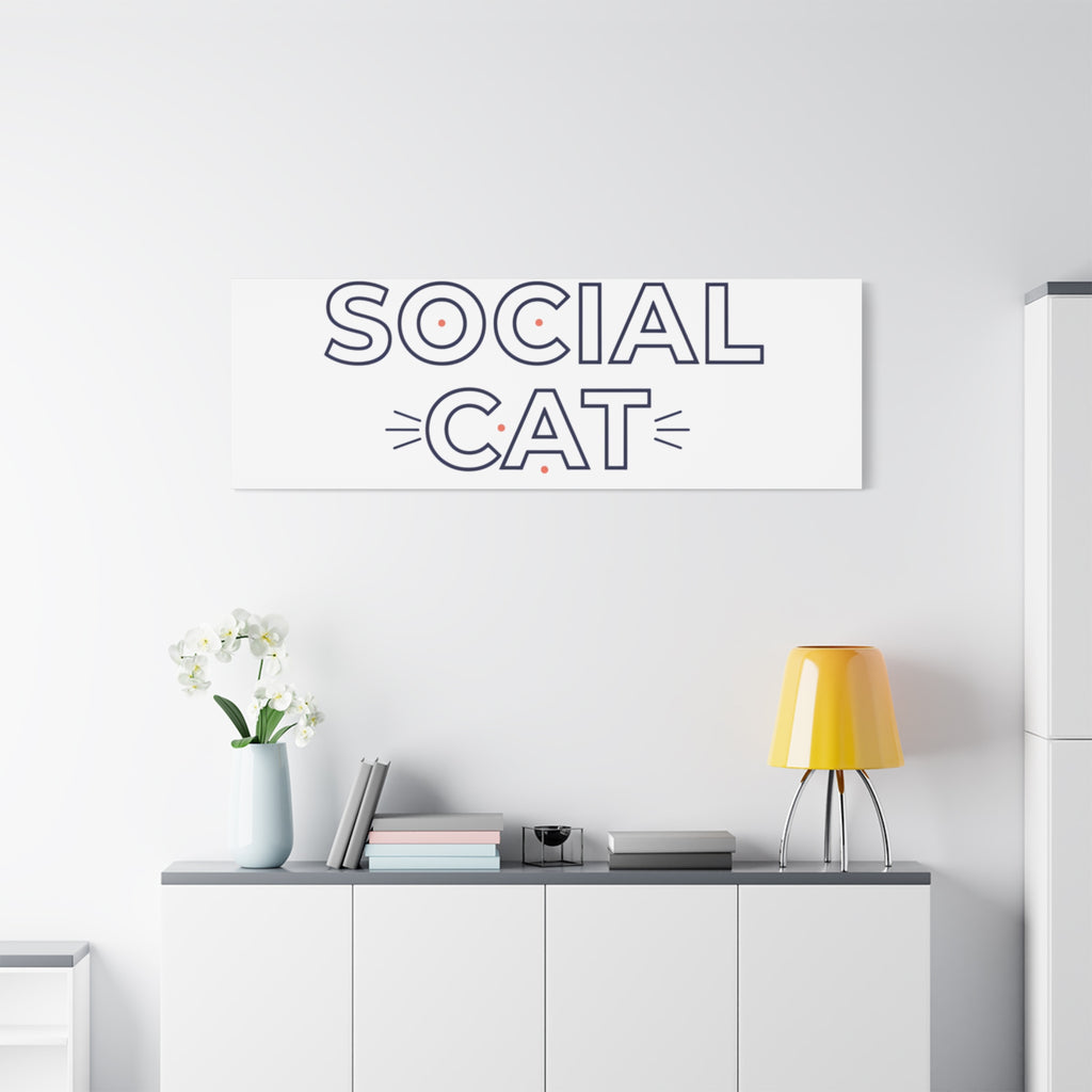 Anti Social Cat Club Canvas | Outline-Only Typography, Hollow Letter Art