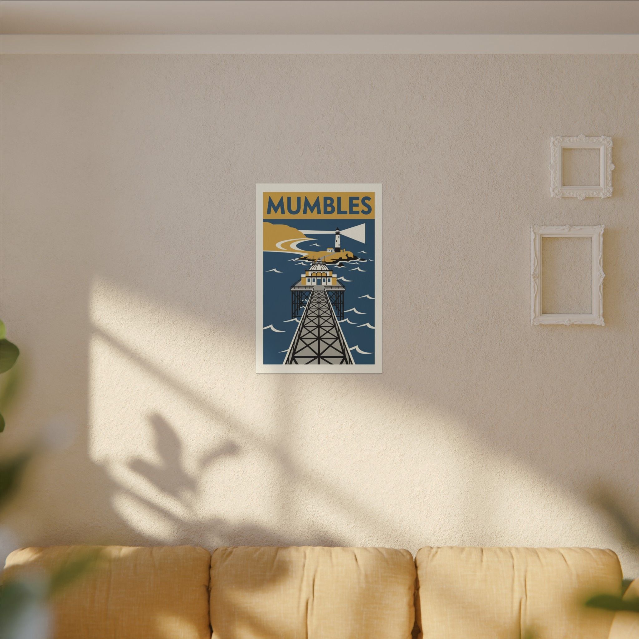 Mumbles Pier Lighthouse Vintage Travel Canvas