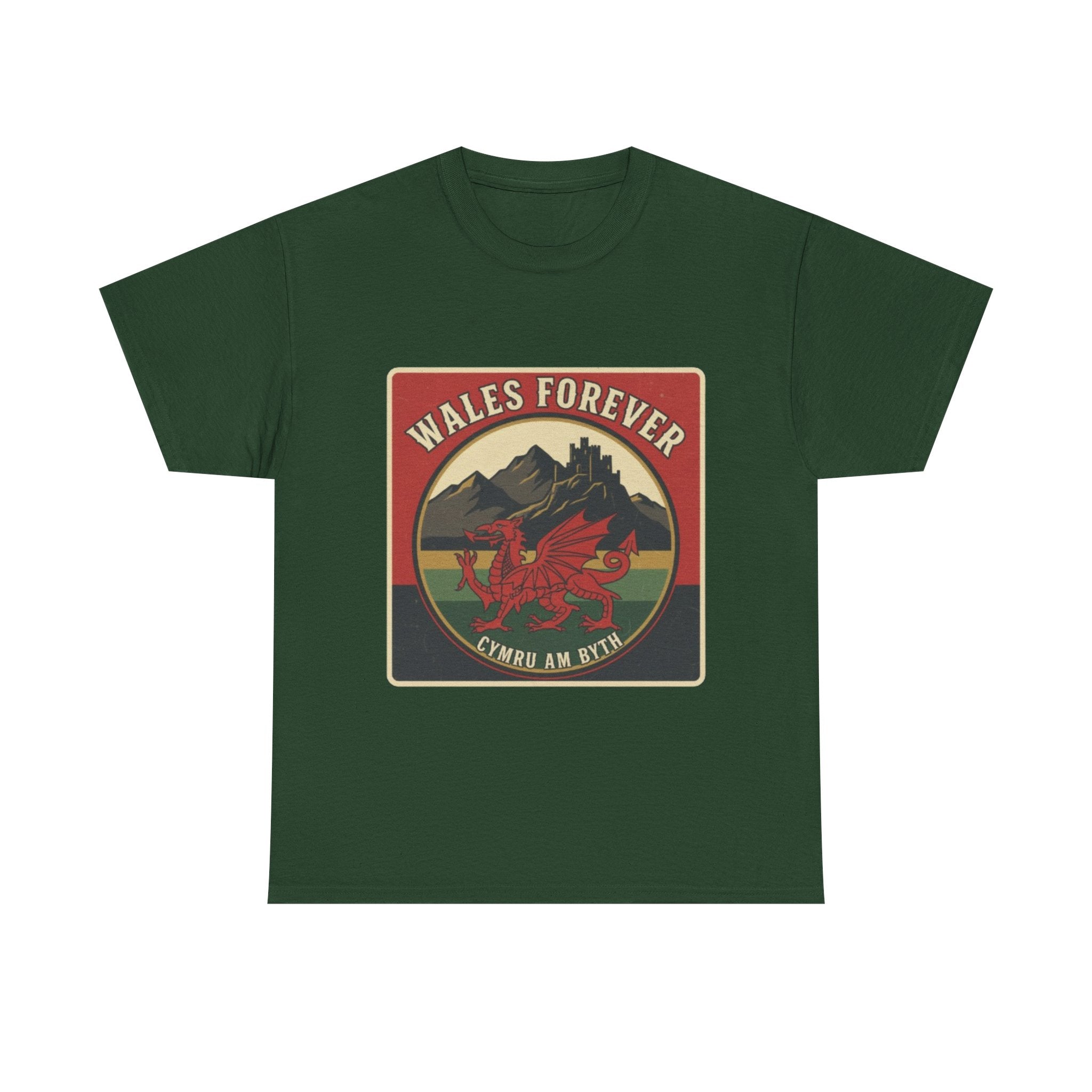 Wales Forever T-Shirt — Vintage Welsh Dragon Crest Tee