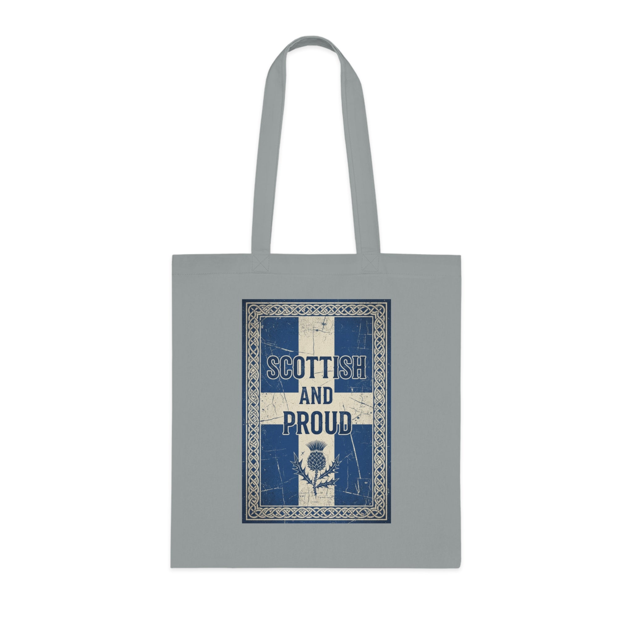Scottish and Proud Tote Bag — Vintage Flag Thistle Cotton Tote