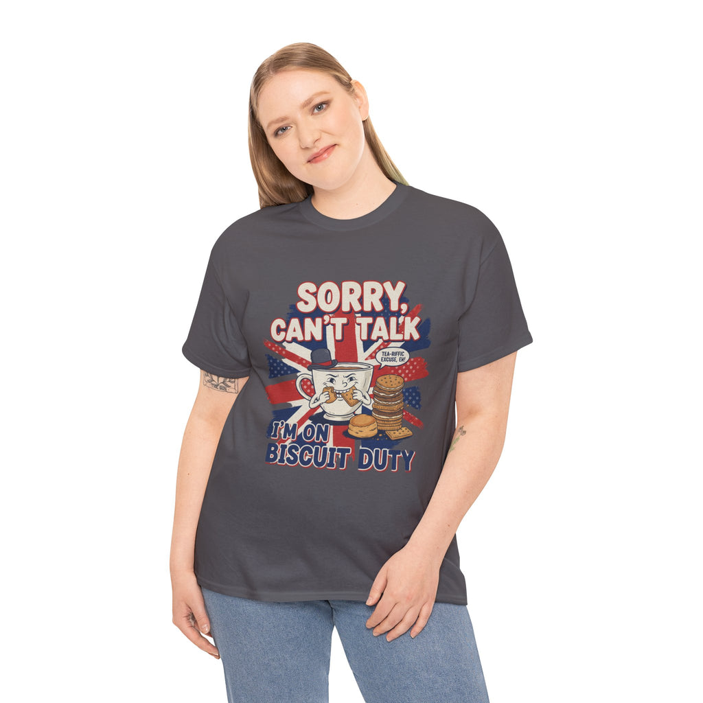 Biscuit Duty T‑Shirt - "Sorry Can't Talk, I'm On Biscuit Duty" British Tea & Biscuit Graphic Tee