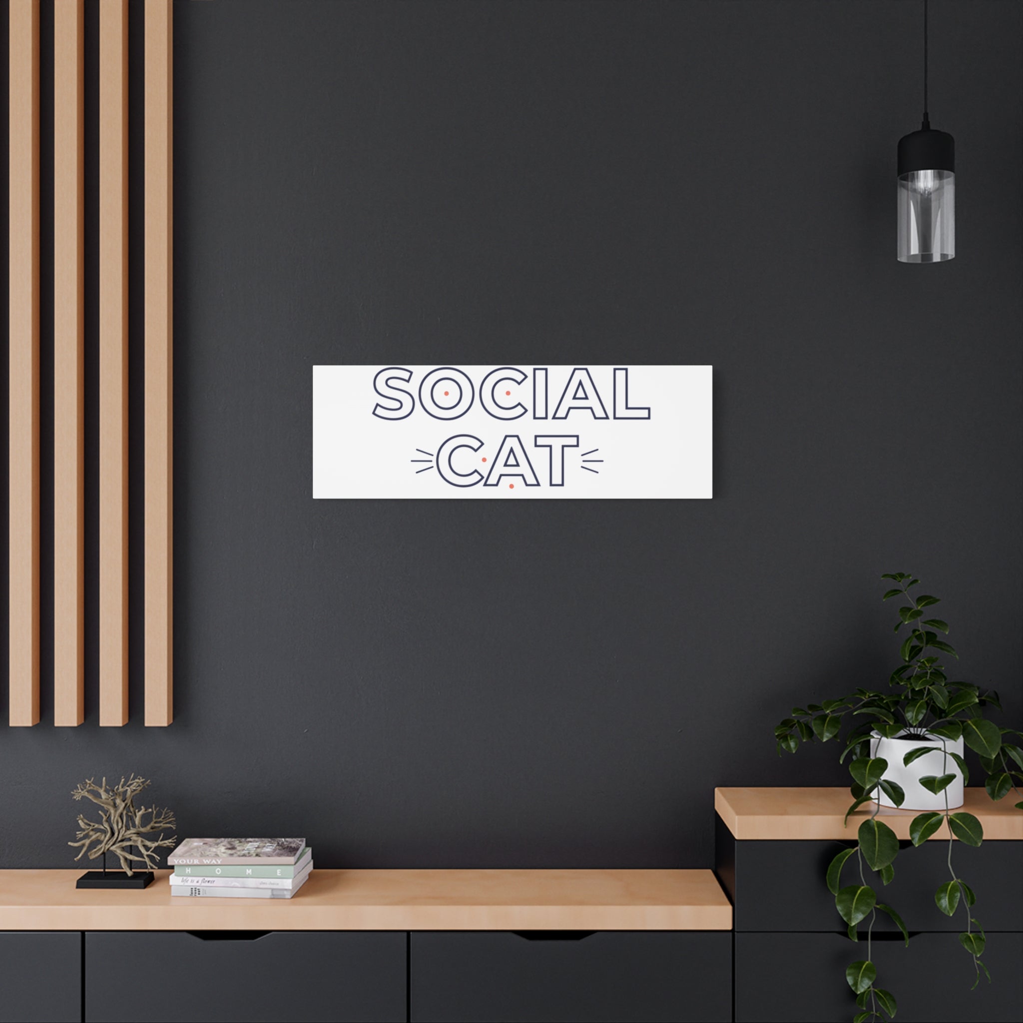 Anti Social Cat Club Canvas | Outline-Only Typography, Hollow Letter Art