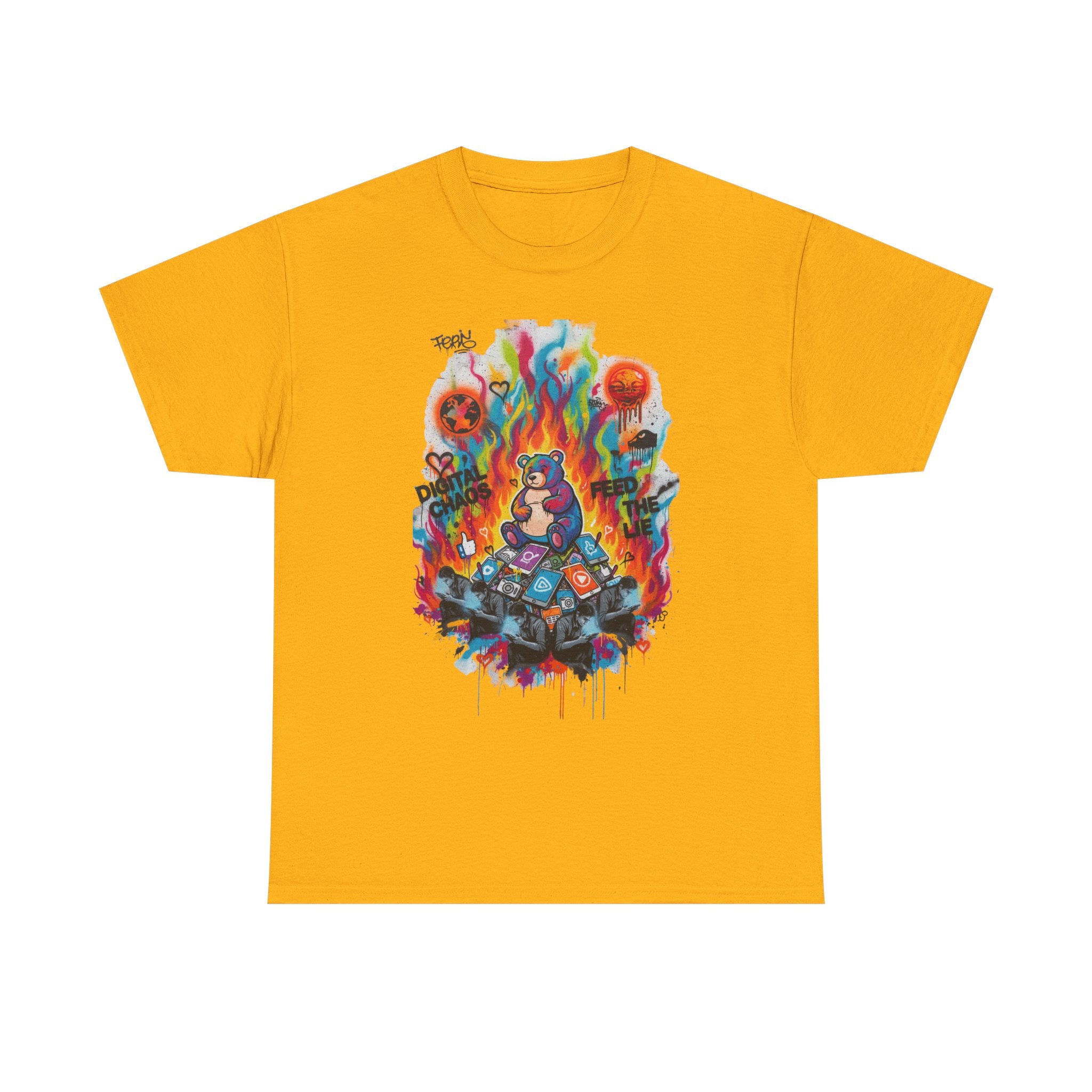 Colourful Cat Bonfire Graphic Tee