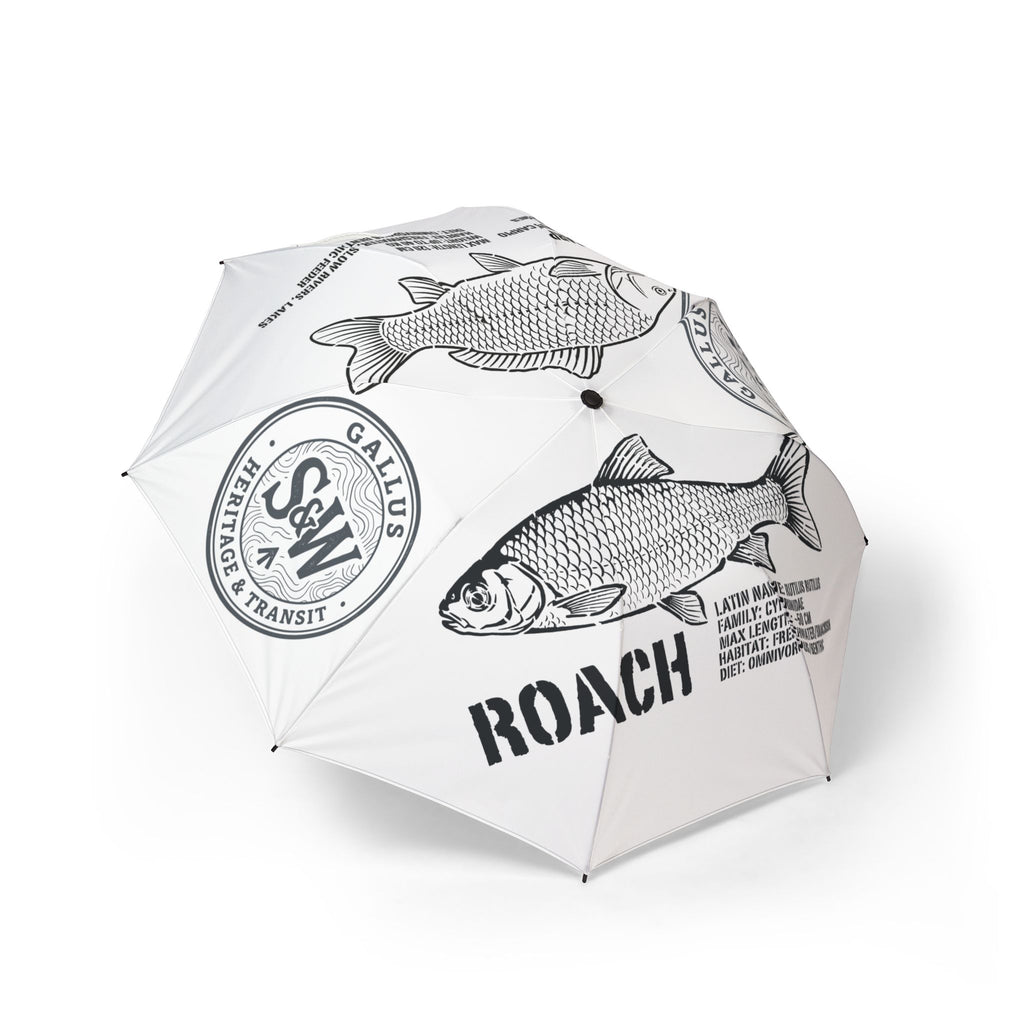 Roach Fish Foldable Umbrella — Compact Semi-Automatic Rain Umbrella with Vintage Angling Print