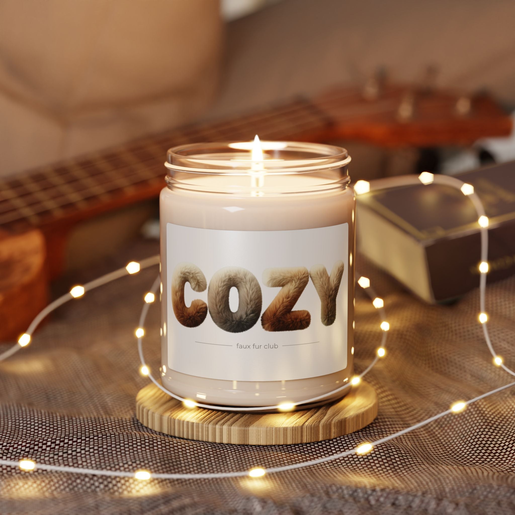 Cozy Faux-Fur Texture Candle, Scented Soy Jar