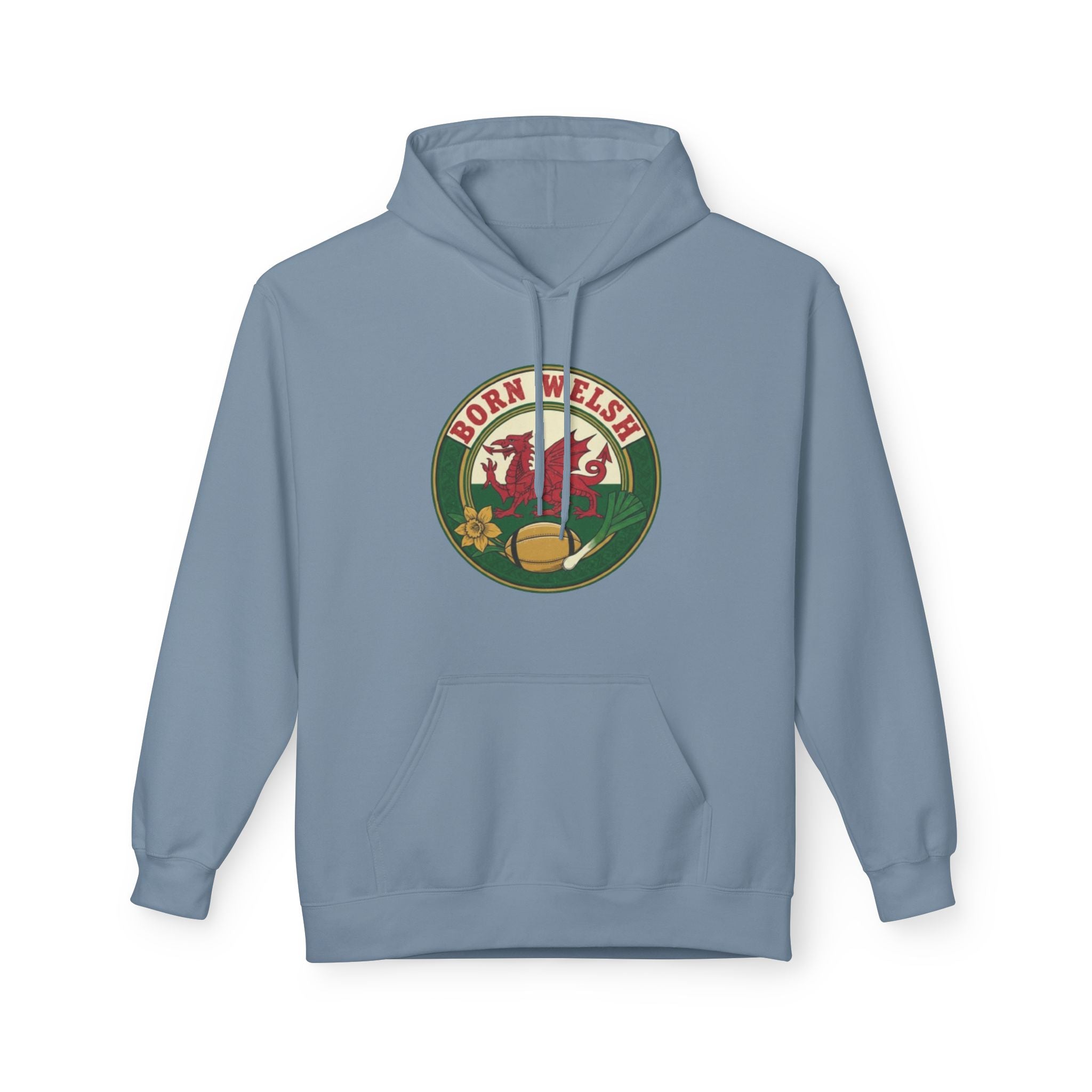 Born Welsh Hoodie — Vintage Welsh Dragon Rugby Crest Pullover
