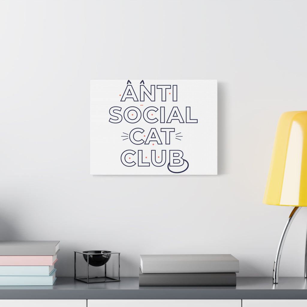 Anti Social Cat Club Canvas | Outline-Only Typography, Hollow Letter Art