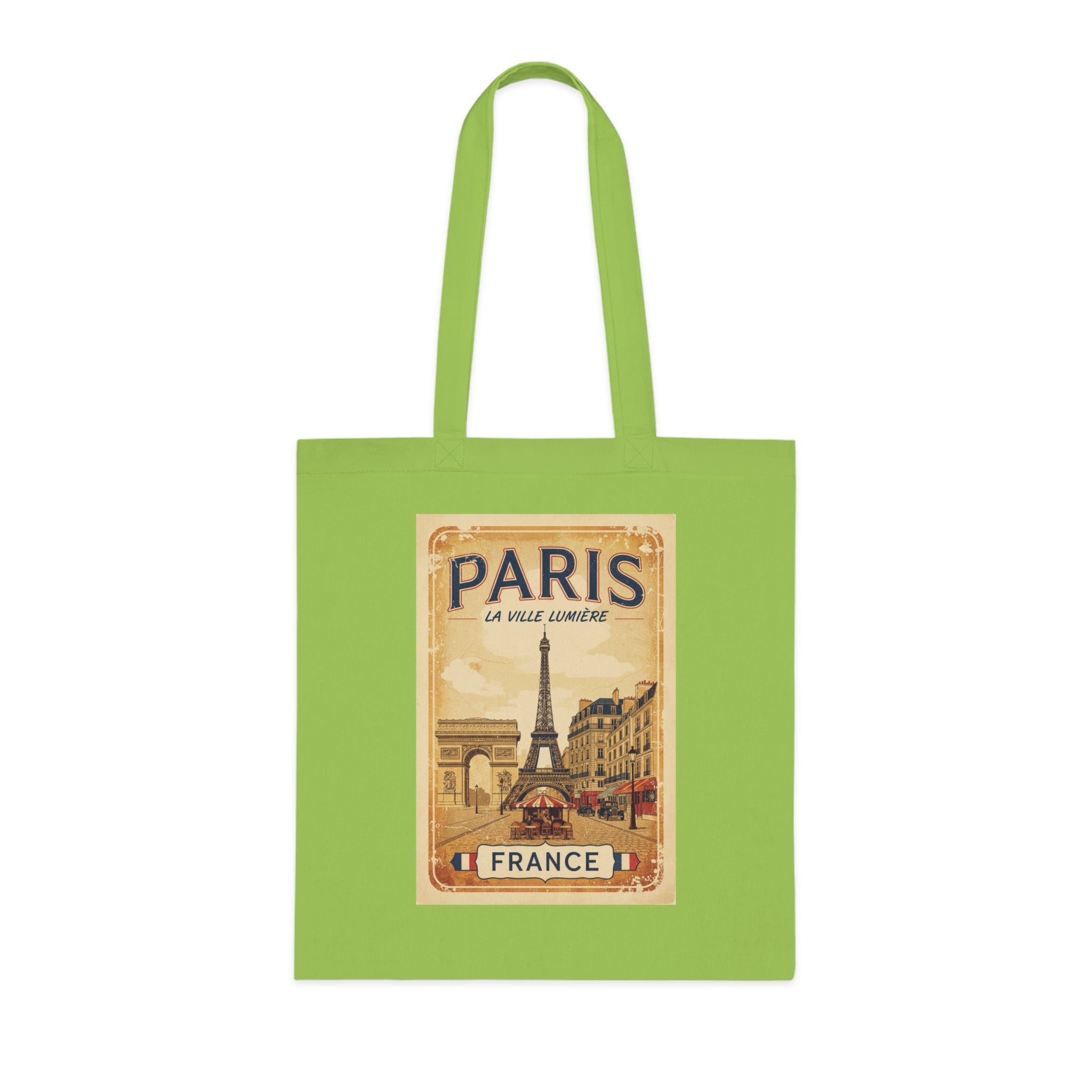 Paris Vintage Poster Cotton Tote Bag – Eiffel Tower France Travel Market Tote