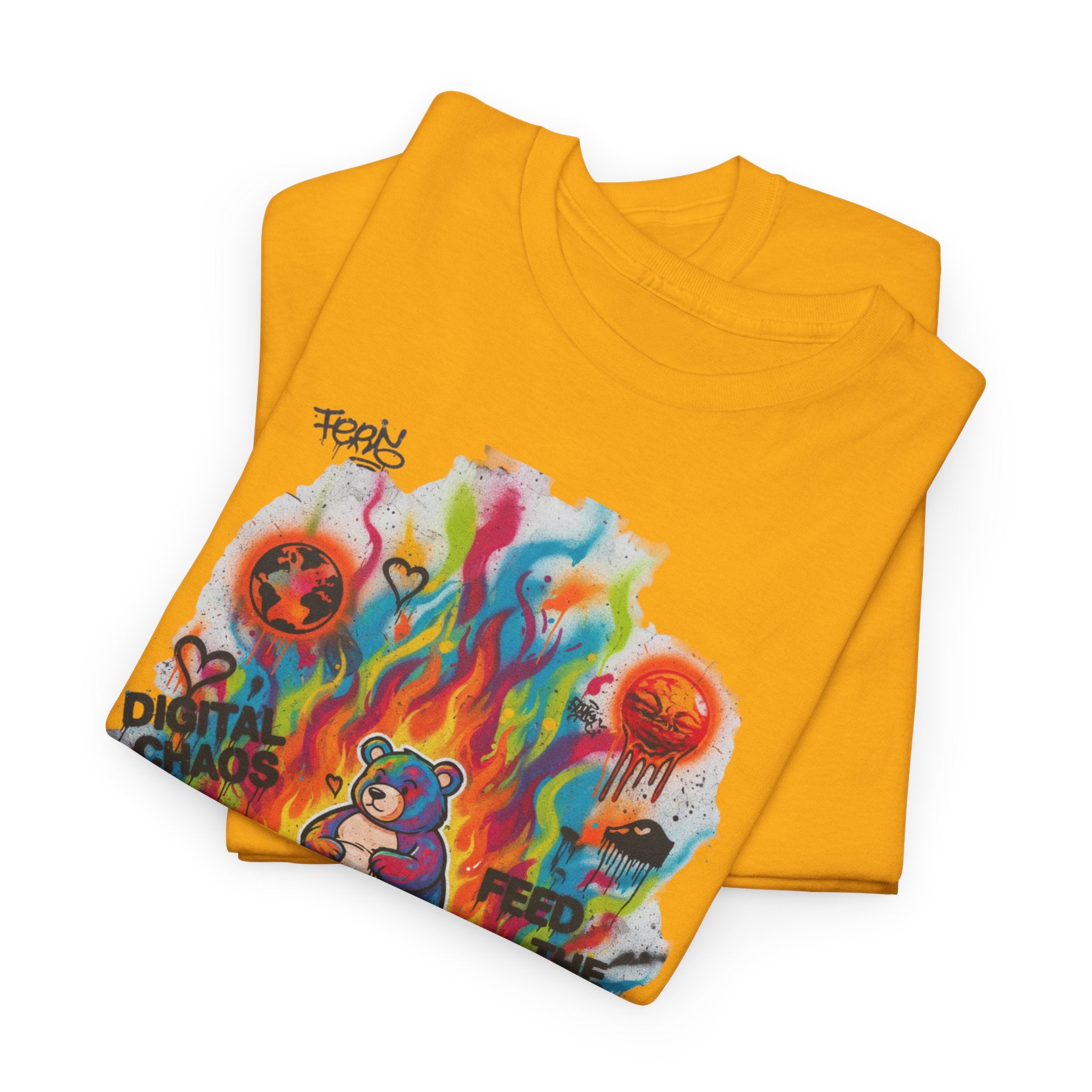 Colourful Cat Bonfire Graphic Tee