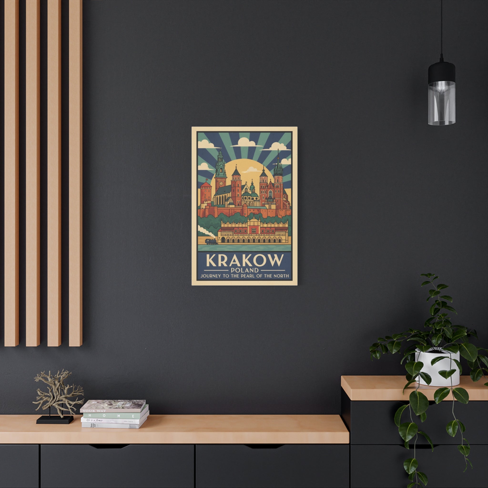Krakow Poland Vintage Travel Poster Canvas — Matte Stretched Wall Art
