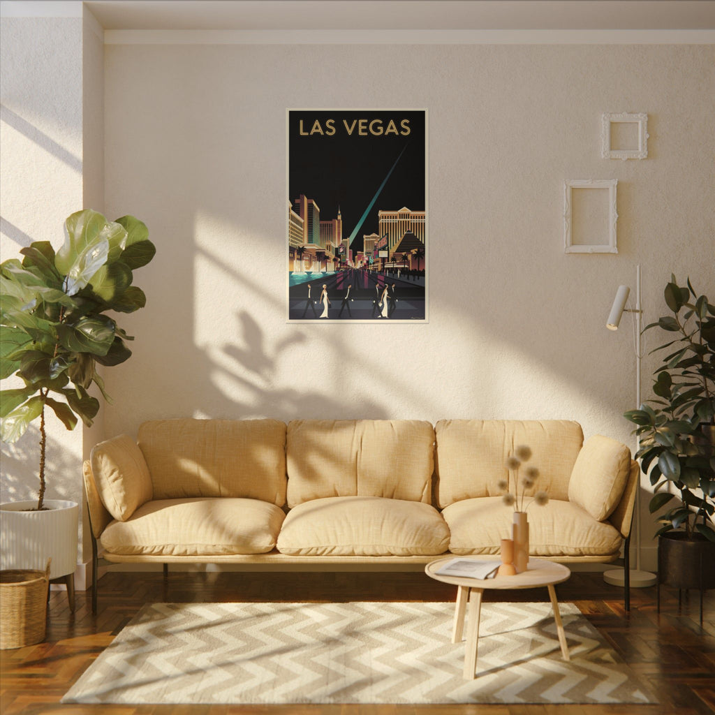Las Vegas Retro Travel Canvas Print Vintage Night Strip Wall Art