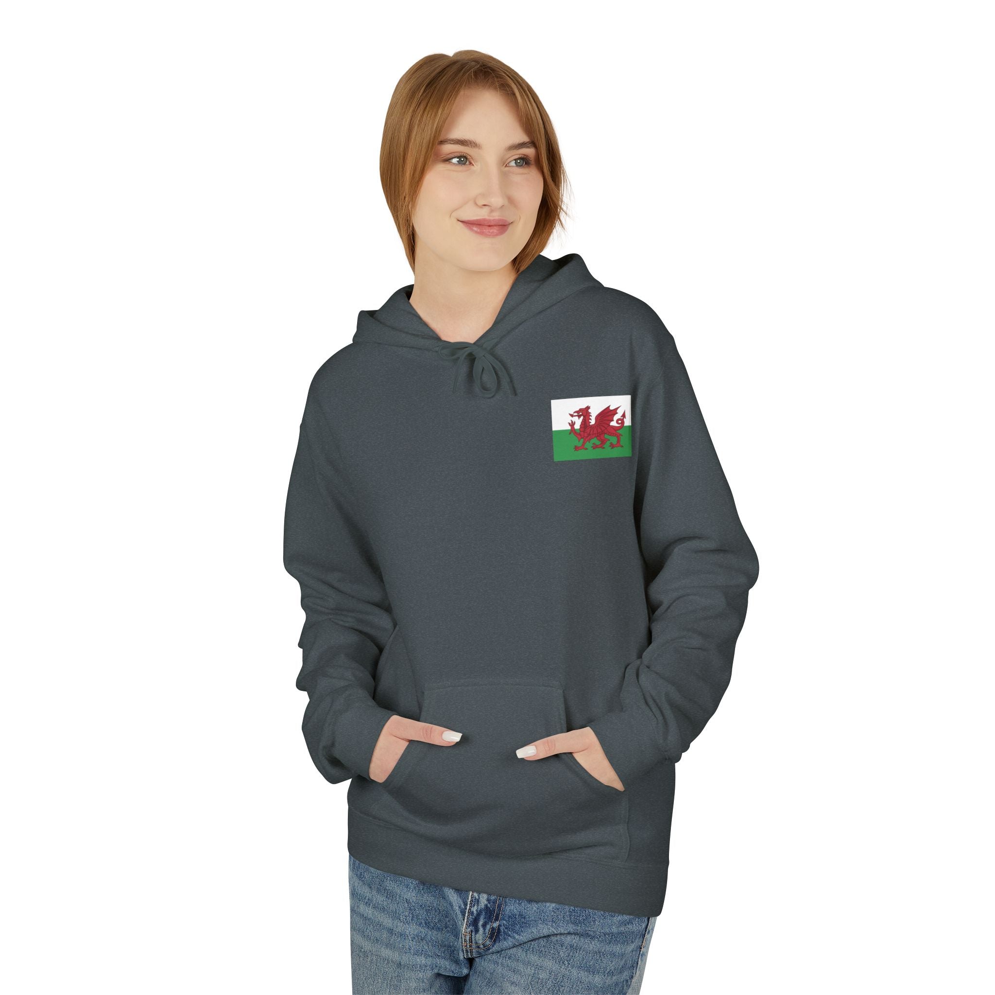 Welsh Dragon Drinking Beer Hoodie — Rugby Pub Fan Pullover