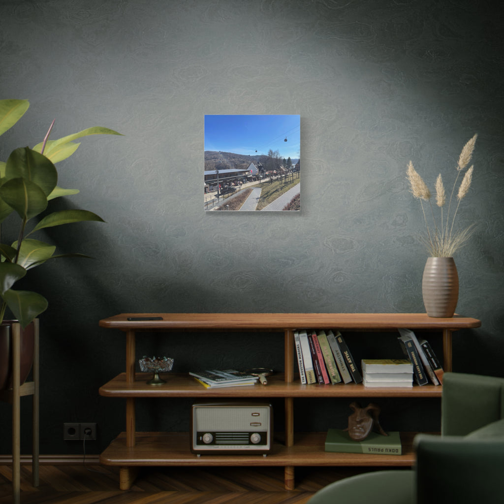 Resort Gondola Matte Canvas Wall Art — Mountain Village Landscape Print