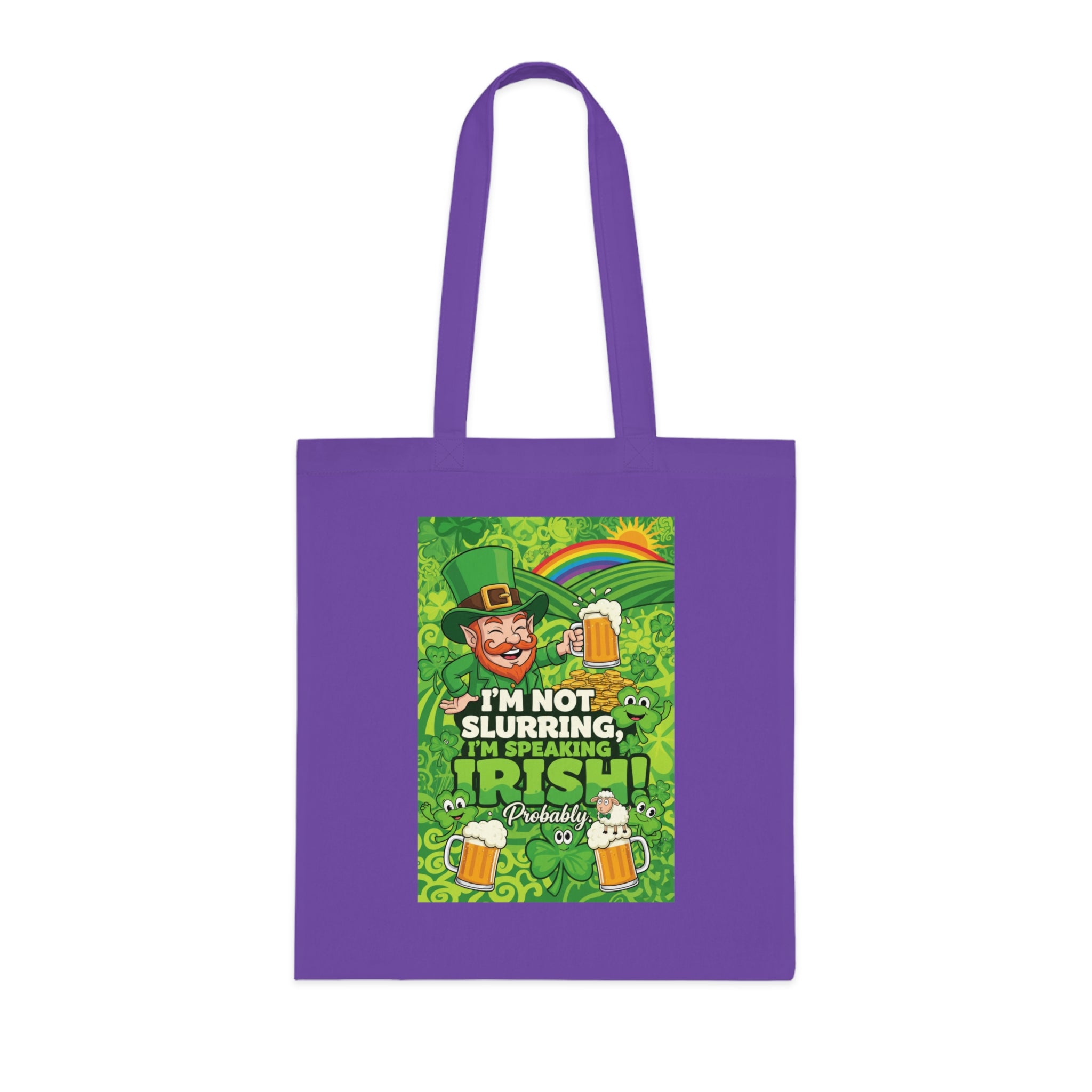 St. Patrick's Day Tote Bag - "I'm Not Slurring, I'm Speaking Irish" Cotton Grocery Tote