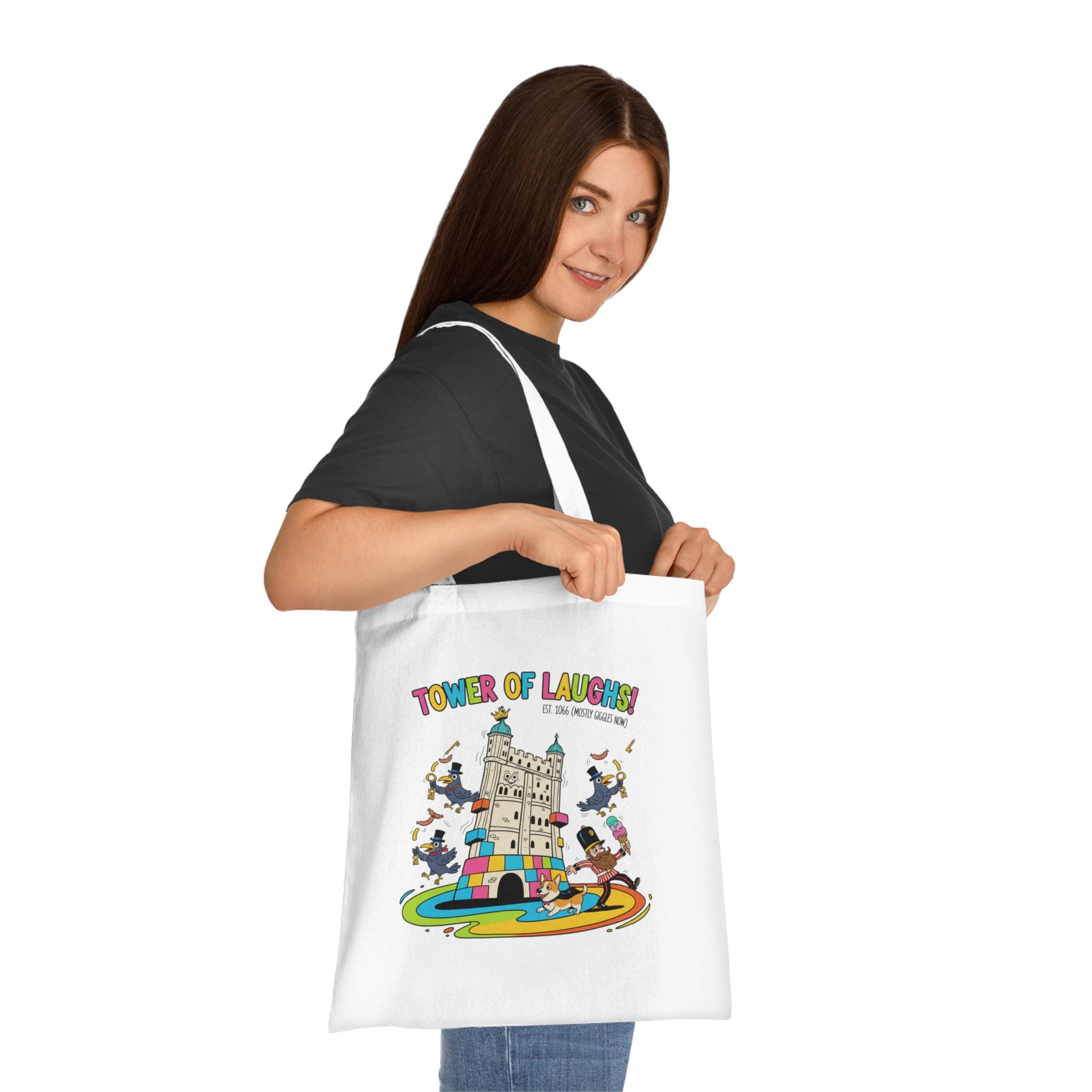 Tower of Laughs Cotton Tote — Colorful Castle Kids Tote Bag