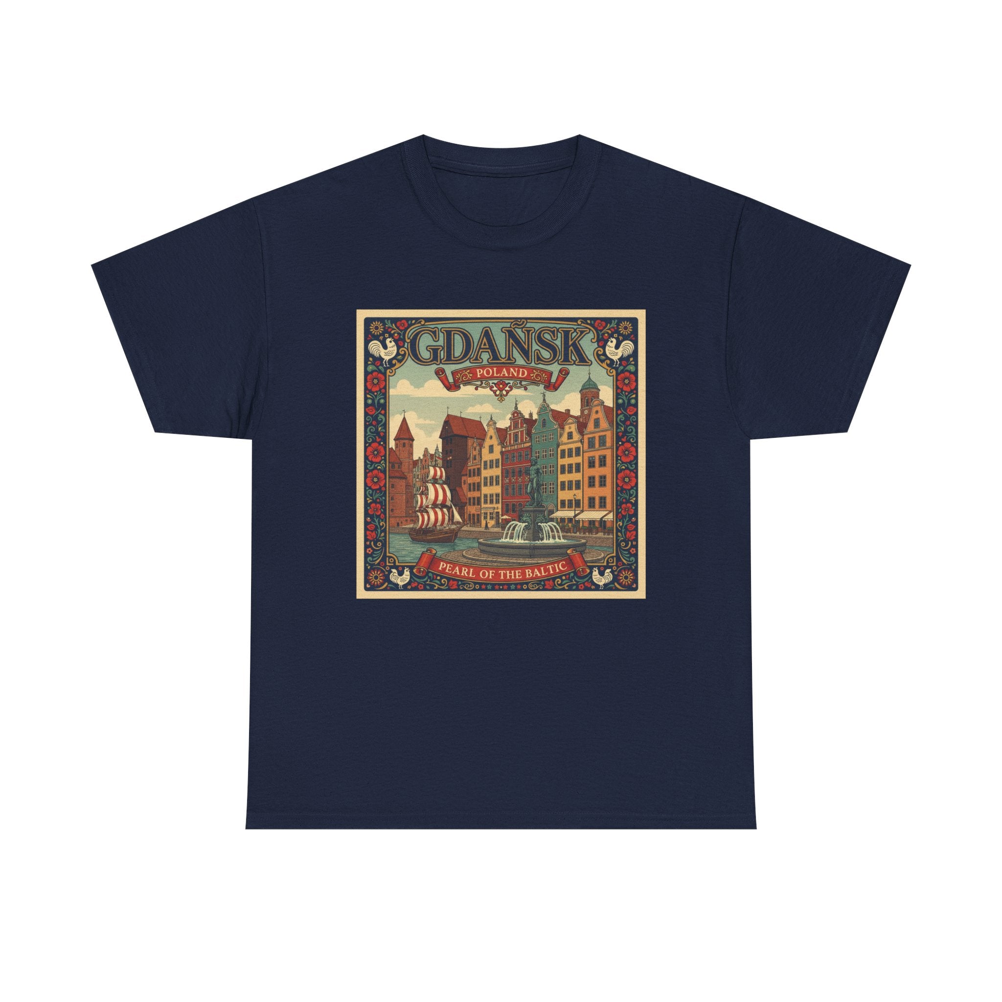 Gdańsk Vintage Travel Tee – Polish Harbor Retro Poster T‑Shirt