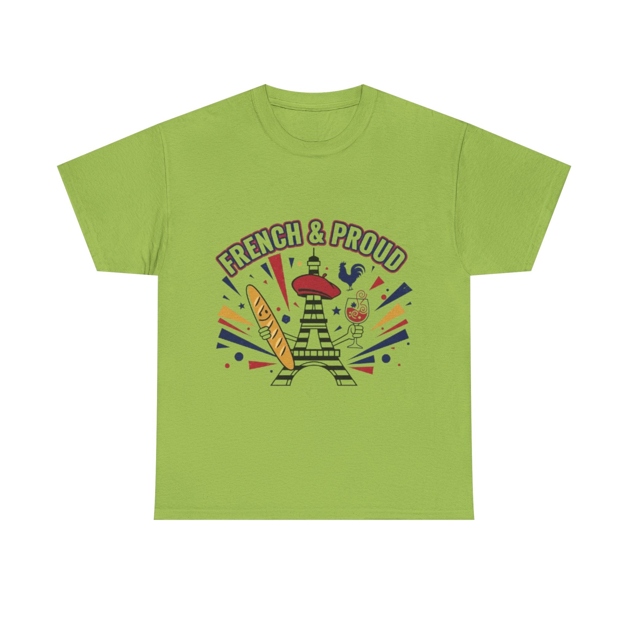 French & Proud T-Shirt — Eiffel Tower, Baguette & Wine Graphic Tee