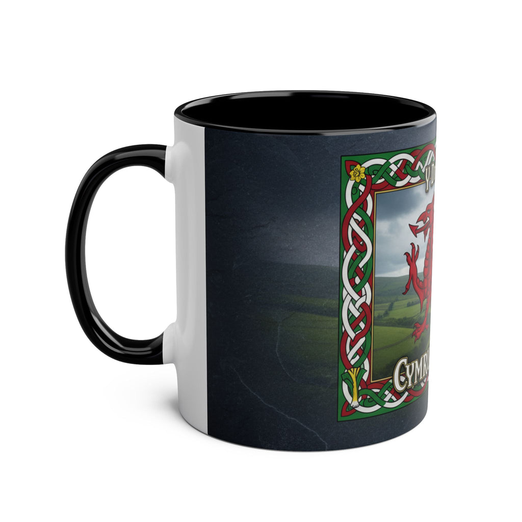Welsh Dragon Coffee Mug — "Cymru Am Byth" Two-Tone 11oz