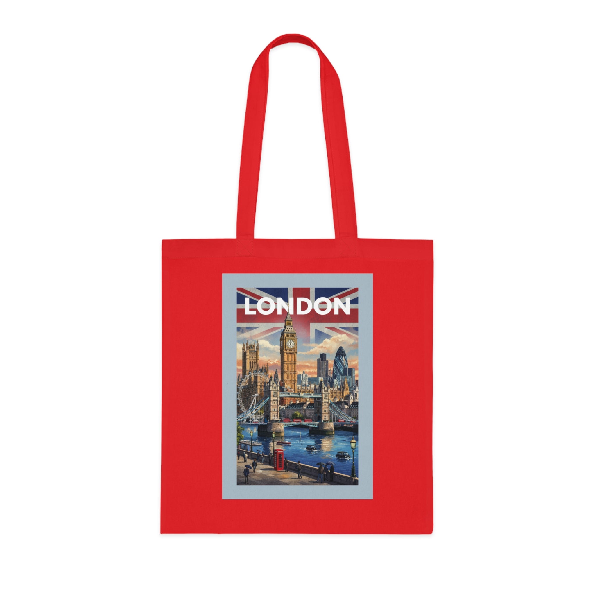 London Vintage Travel Tote Bag — Big Ben & Union Jack Cotton Shopper
