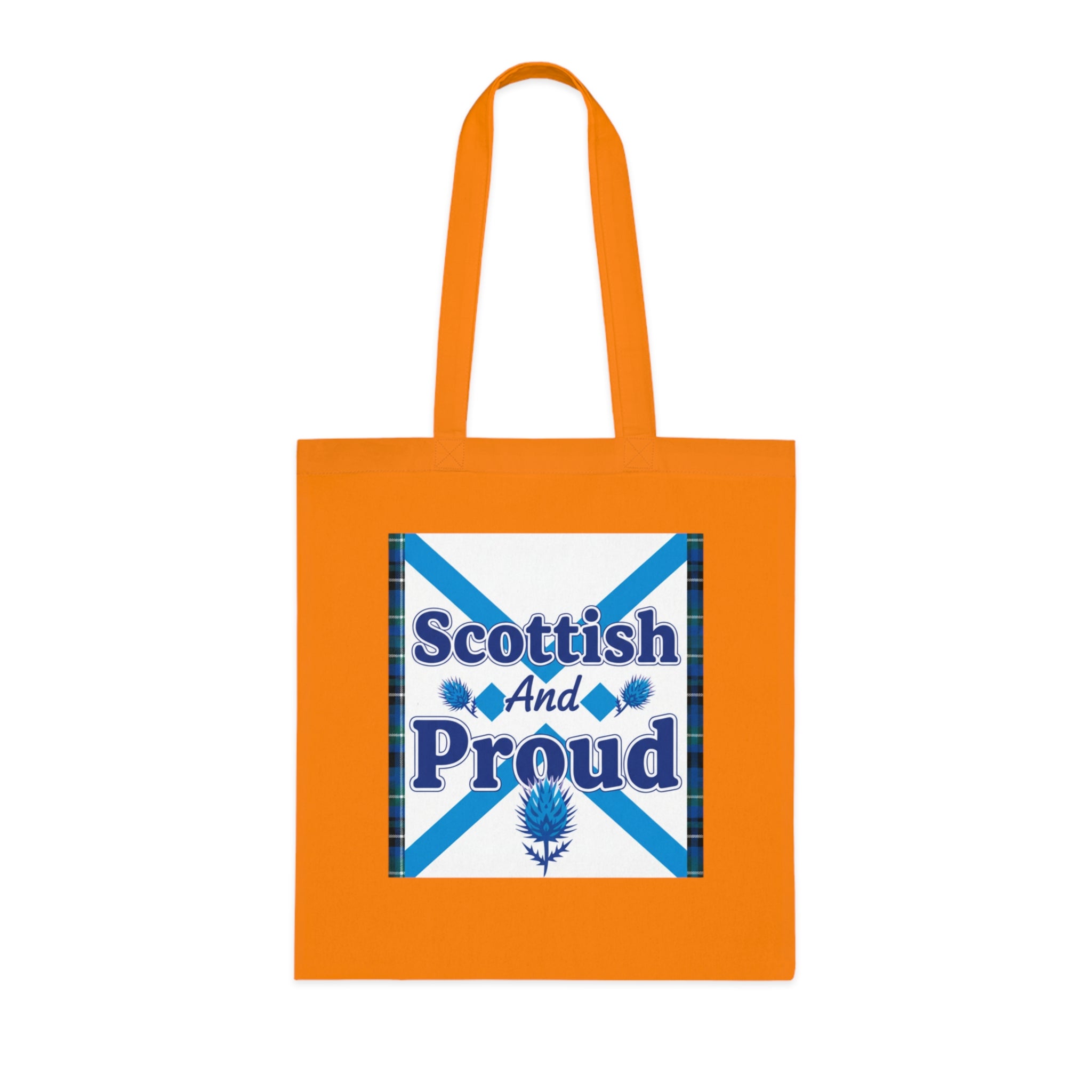 Scottish and Proud Tote Bag — Scottish Flag Cotton Tote with Thistle Design