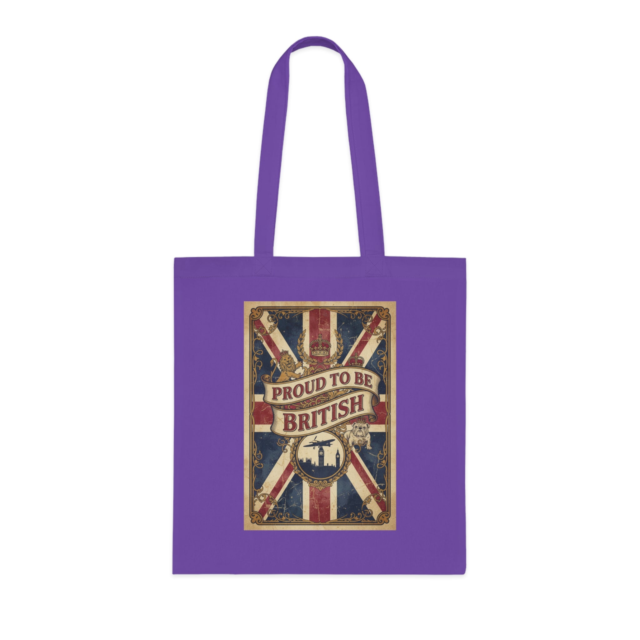 Proud to Be British Cotton Tote Bag — Union Jack Retro Flag Shopper