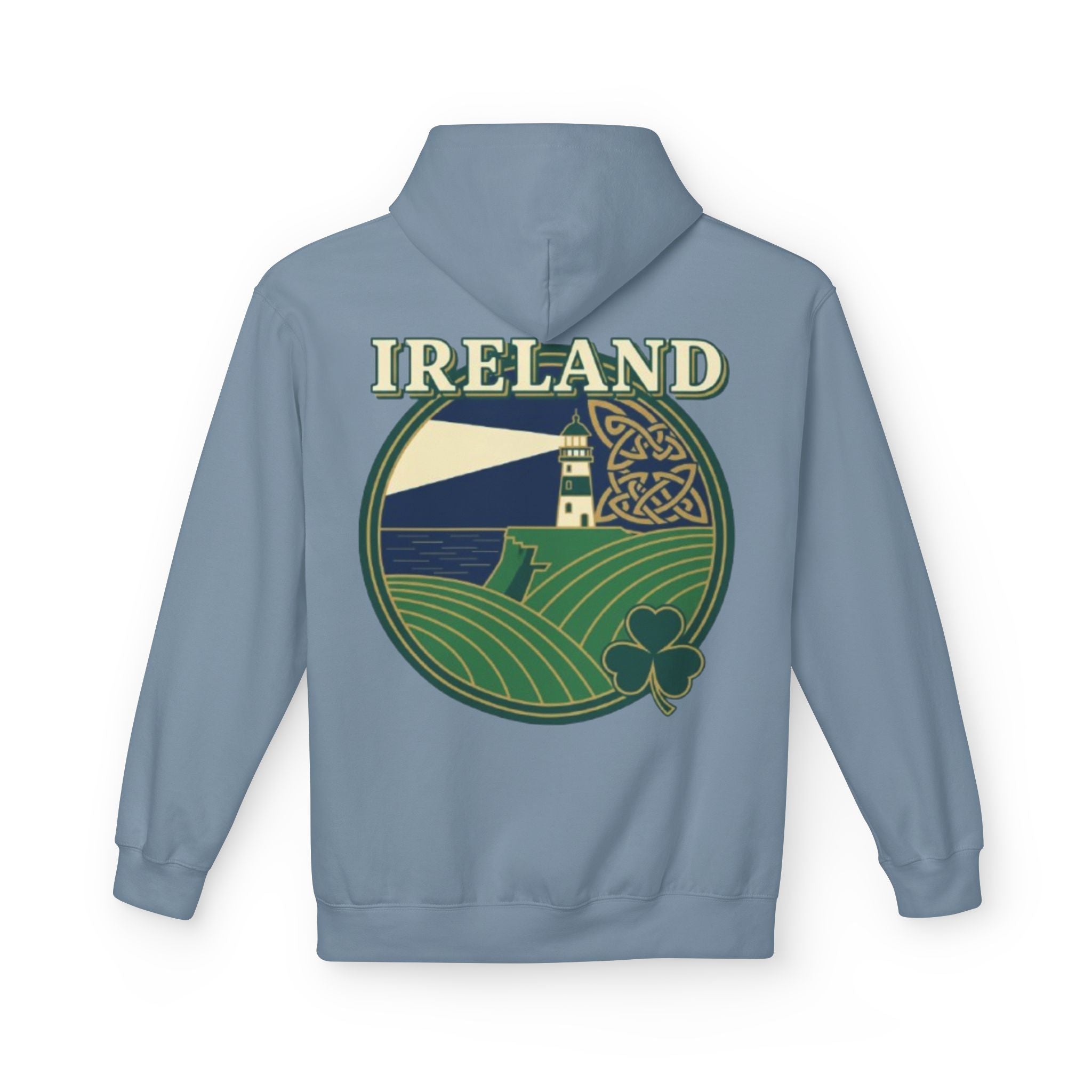 Ireland Lighthouse Hoodie — Celtic Shamrock Travel Sweatshirt