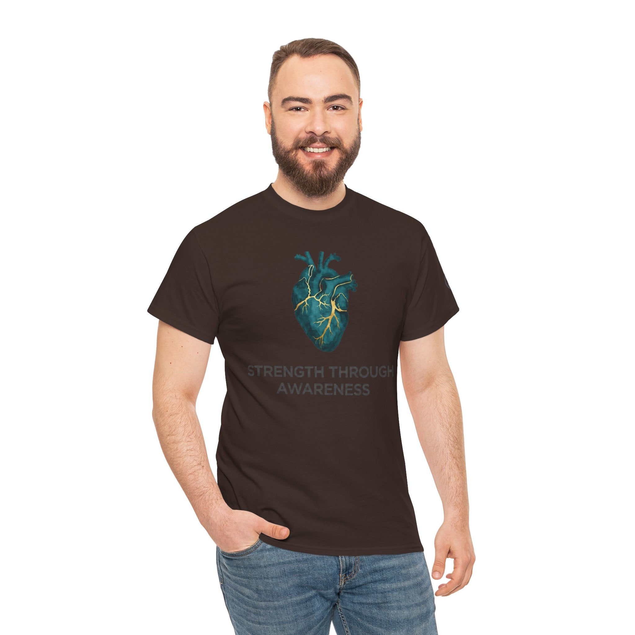 T-Shirt — 'Strength Through Awareness' Anatomical Heart Awareness Tee
