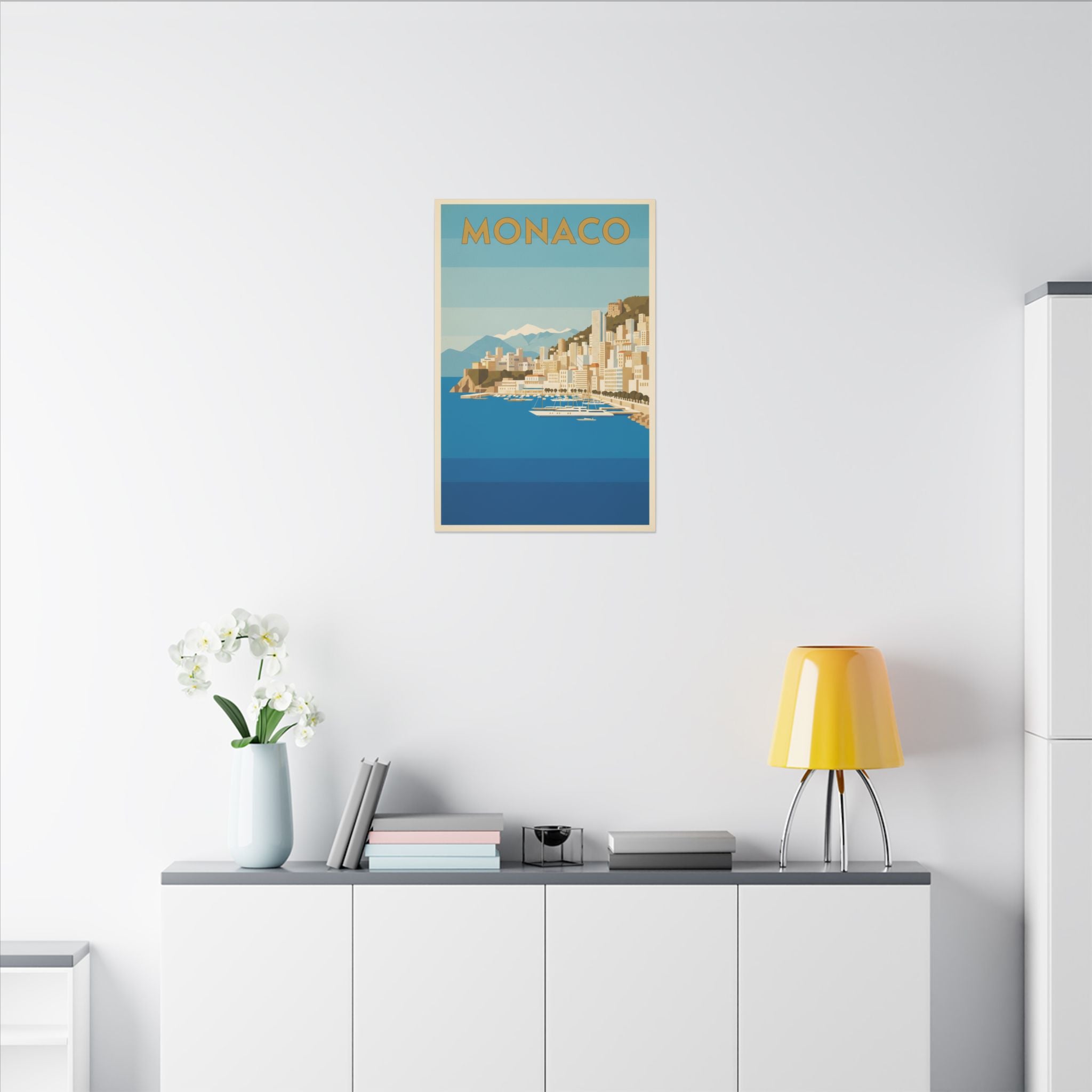 Monaco Coastal Vintage Travel Canvas Print