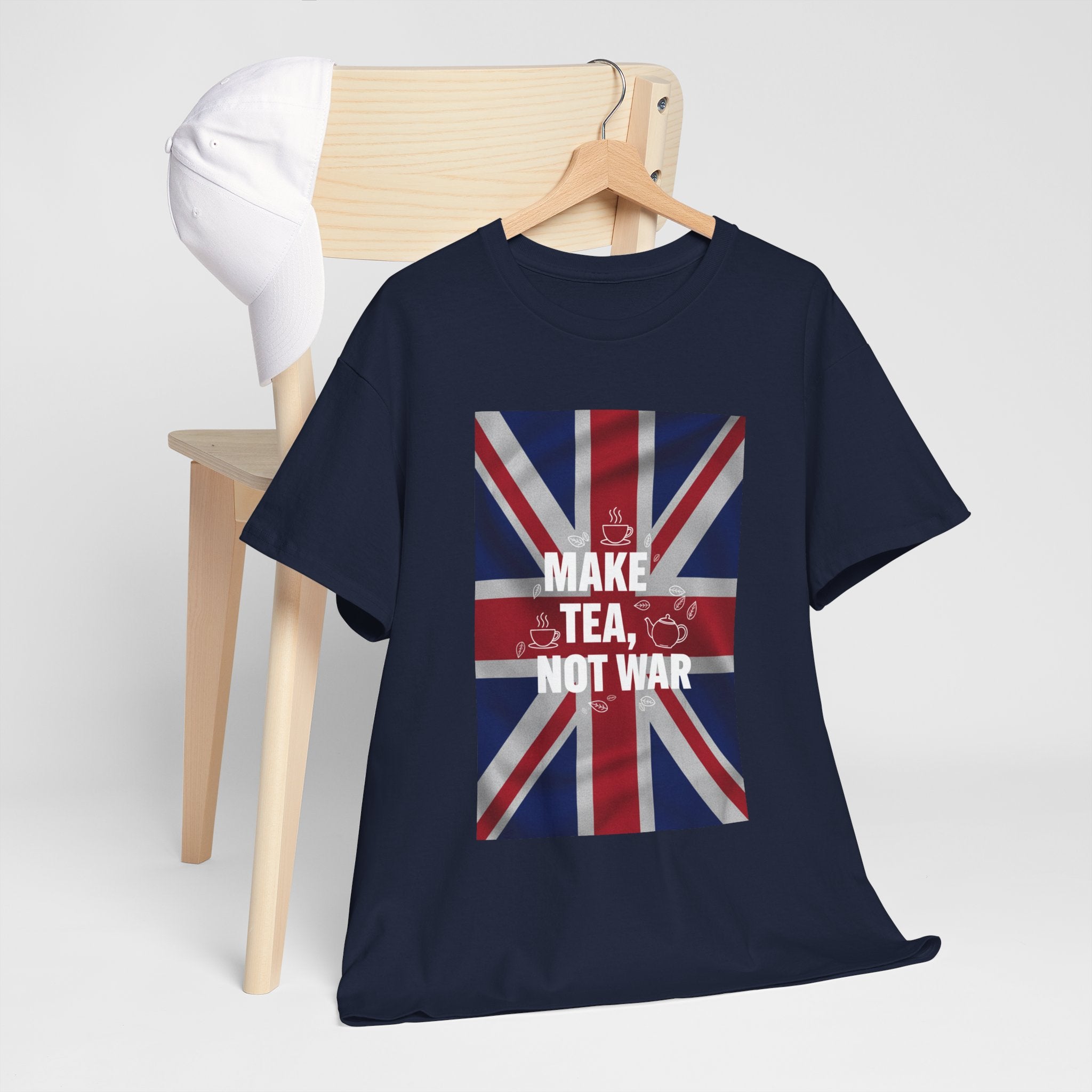 Make Tea, Not War T-Shirt — British Flag Peace Tea Tee