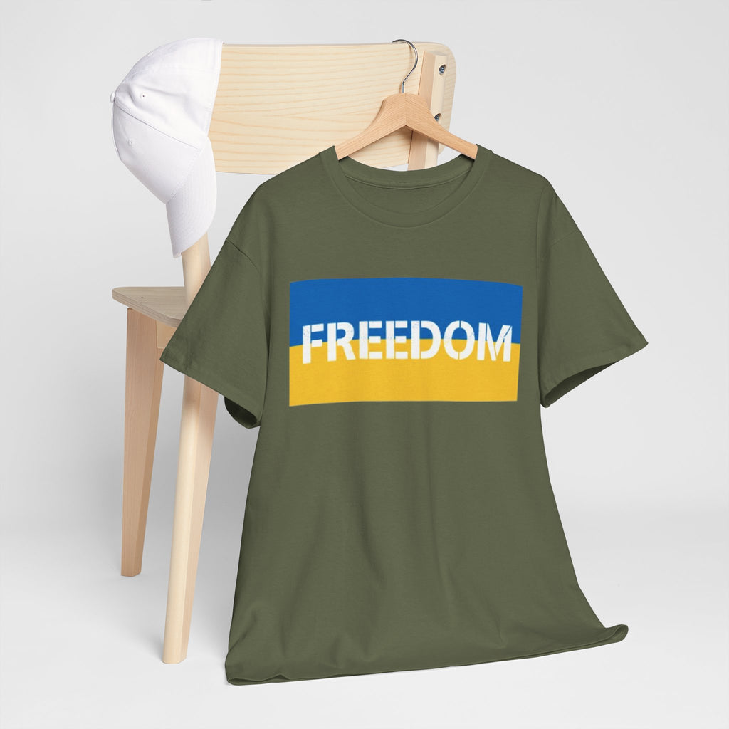 Freedom Flag T‑Shirt — Blue & Yellow Freedom Graphic Tee