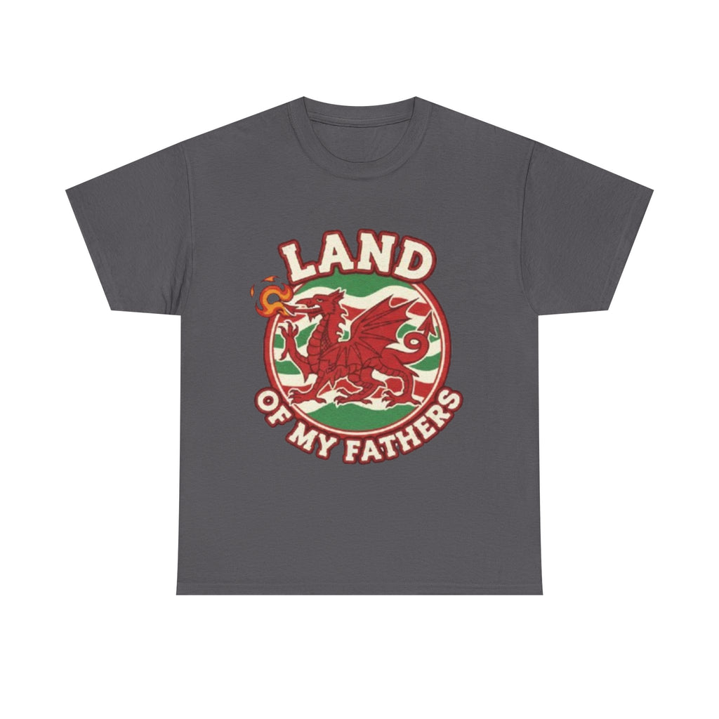 Land of My Fathers T‑Shirt — Welsh Dragon Vintage Crest Tee