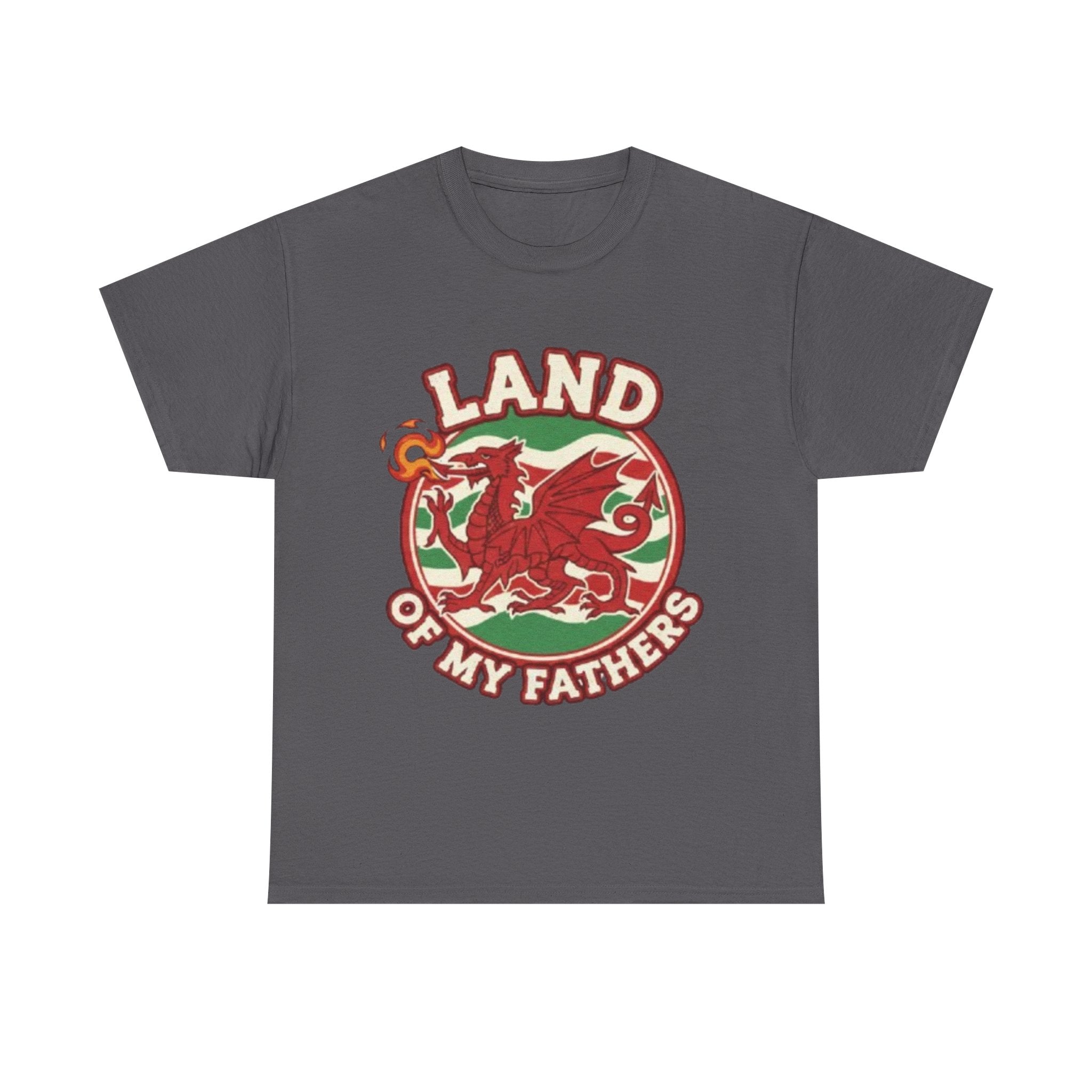 Land of My Fathers T‑Shirt — Welsh Dragon Vintage Crest Tee