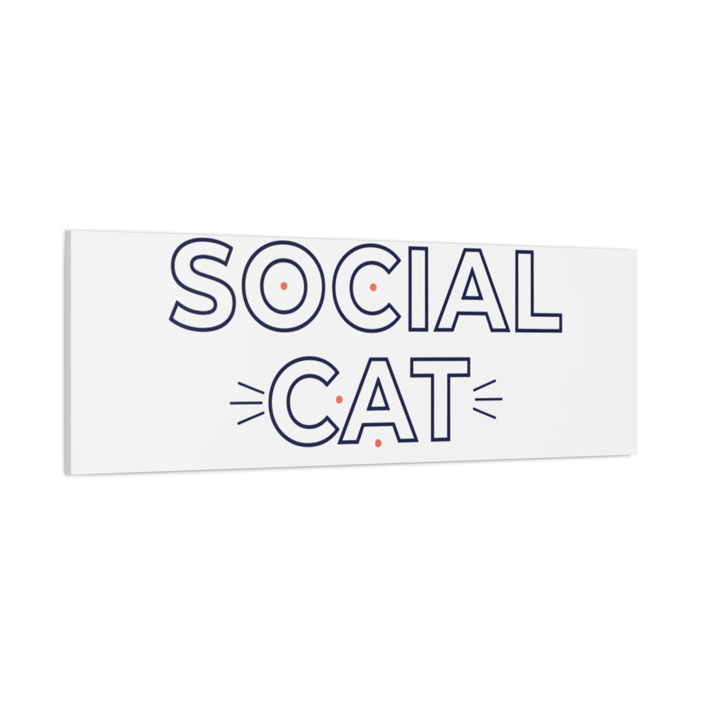 Anti Social Cat Club Canvas | Outline-Only Typography, Hollow Letter Art