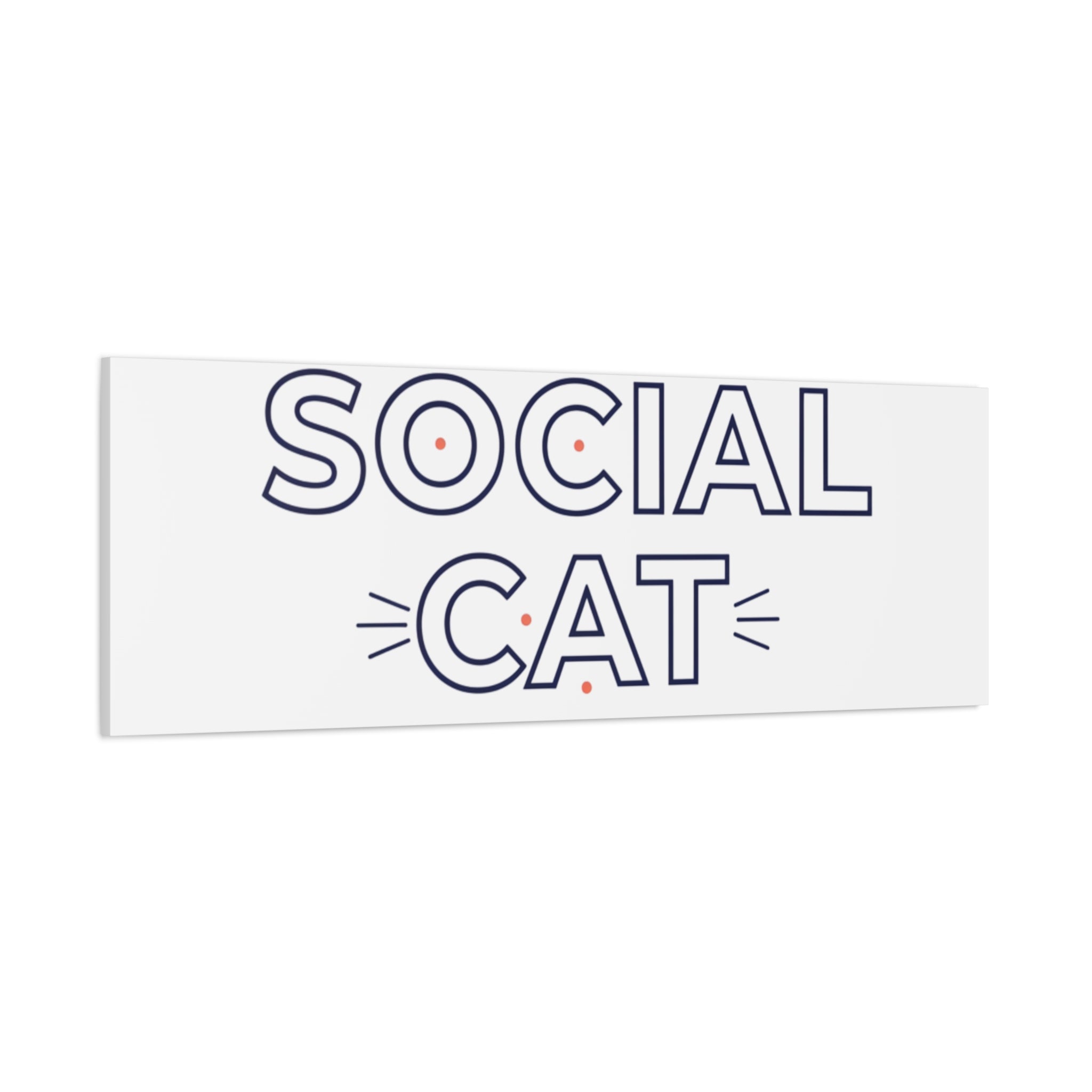 Anti Social Cat Club Canvas | Outline-Only Typography, Hollow Letter Art