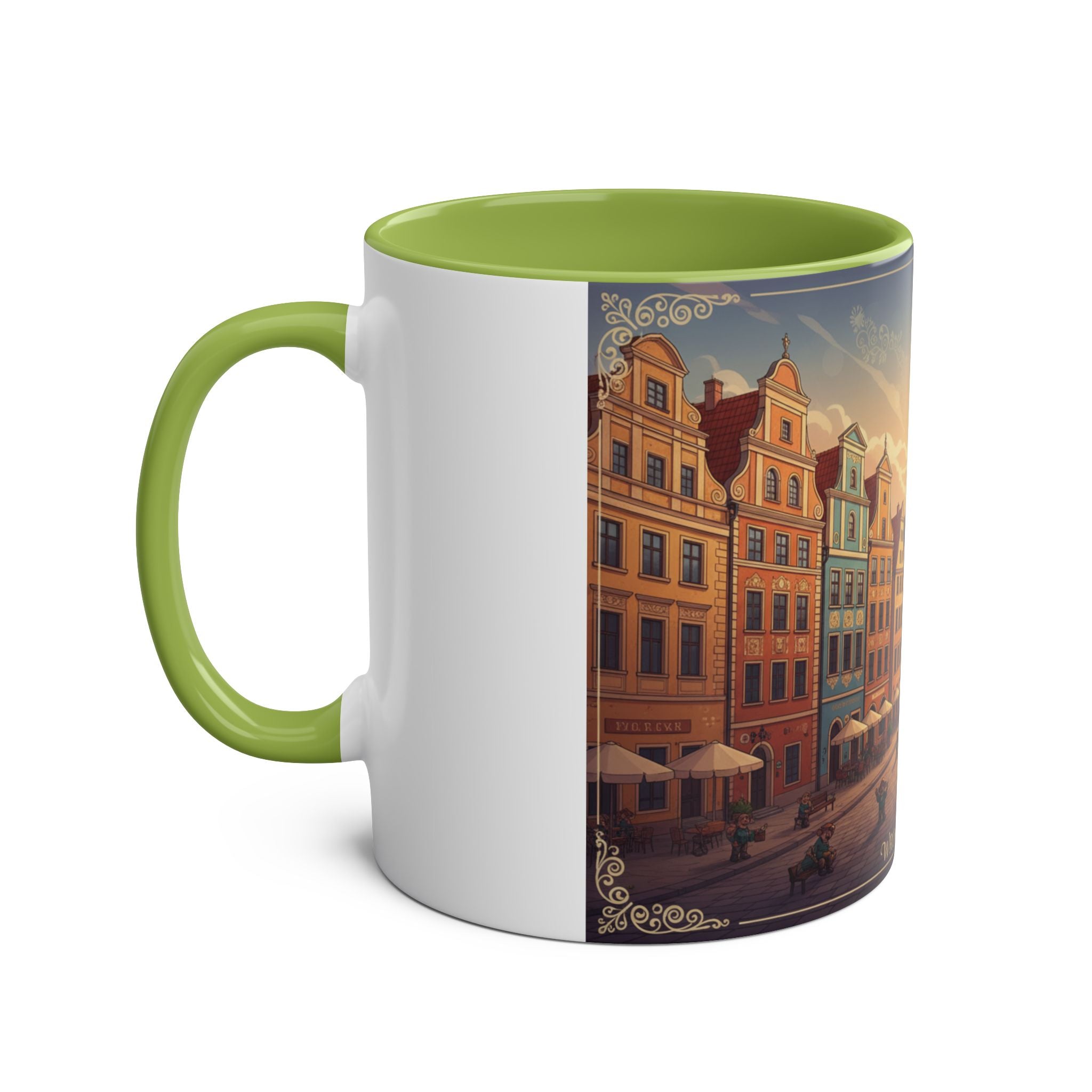 Wrocław Vintage Cityscape Mug — 11oz Two-Tone Coffee Cup