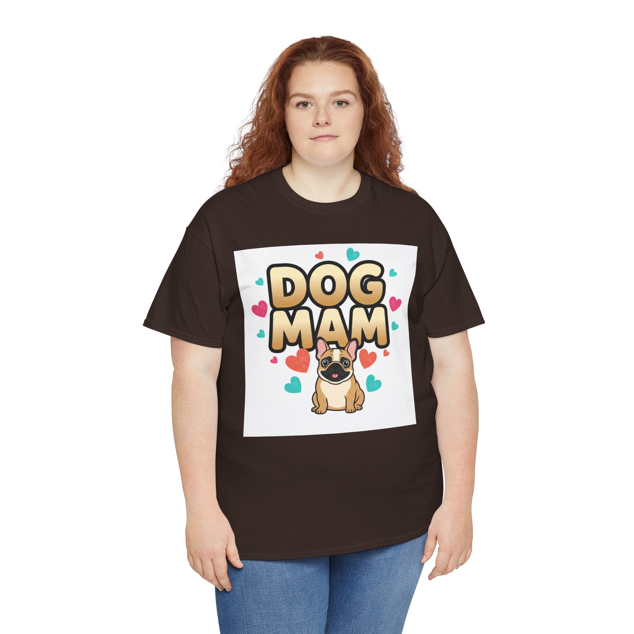 Dog Mom T-Shirt — Cute Pug Design with Hearts, Perfect Gift for Dog Lovers